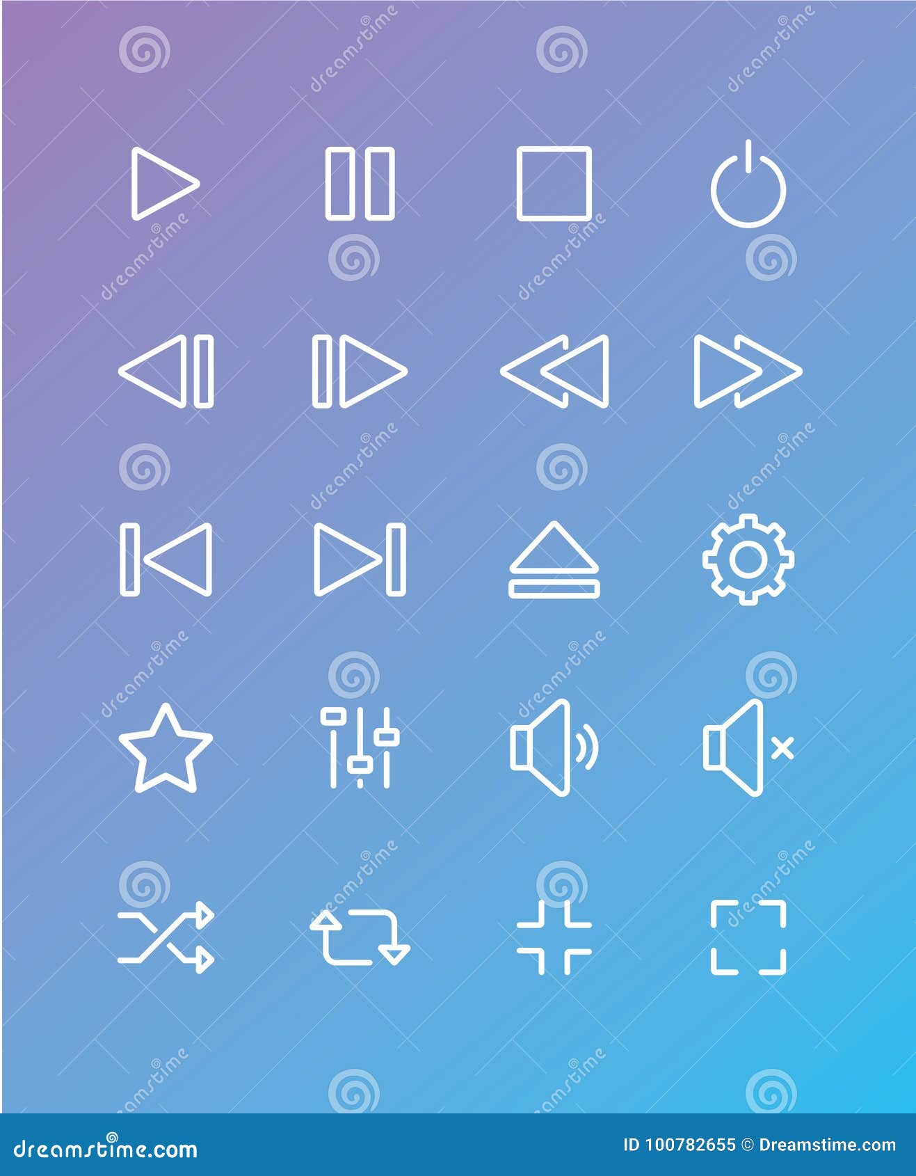 Simple Media Player Icons Set Stock Vector Illustration of pause