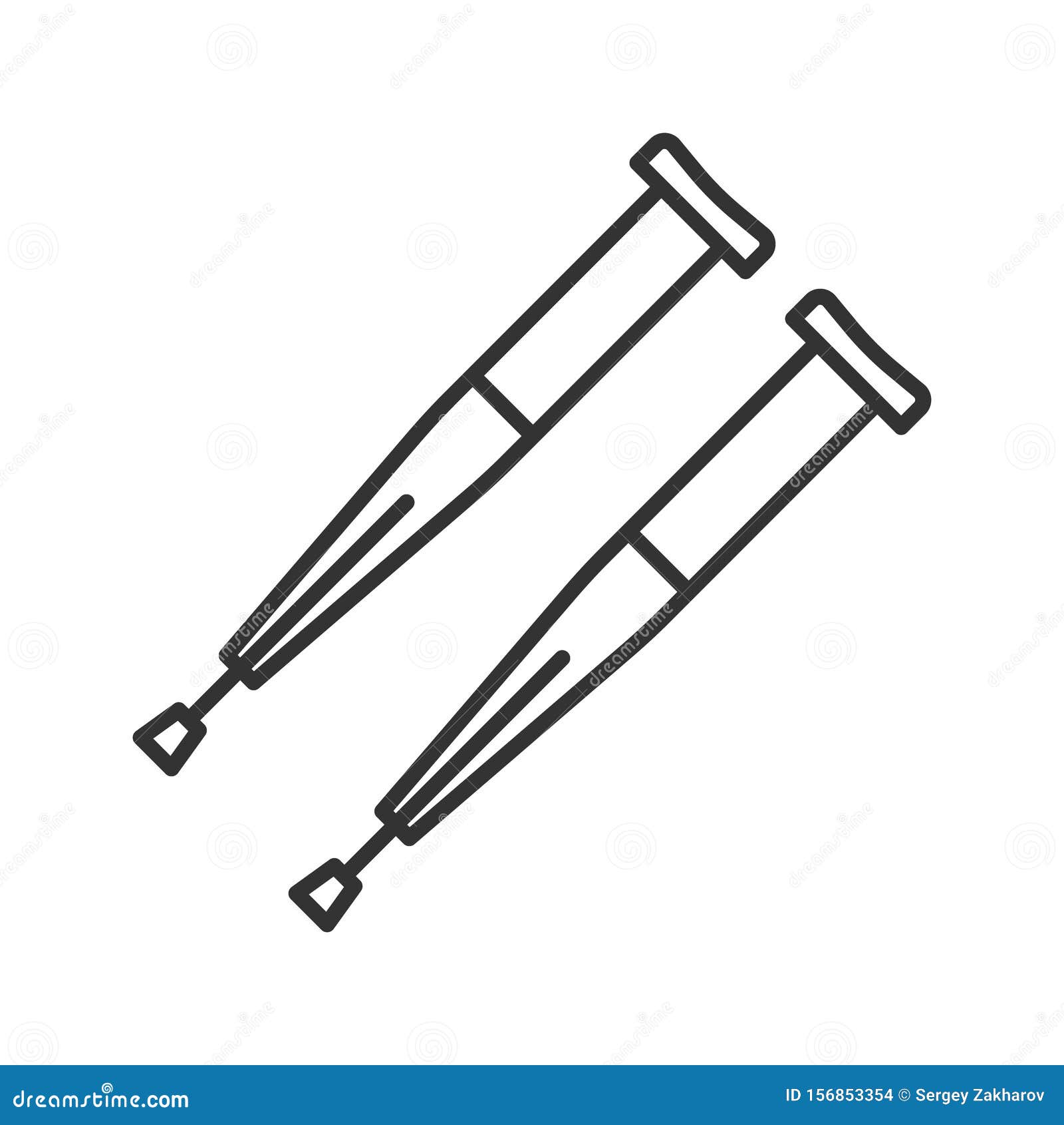 Simple Medical Linear Icon on a White Background. Crutches for the ...