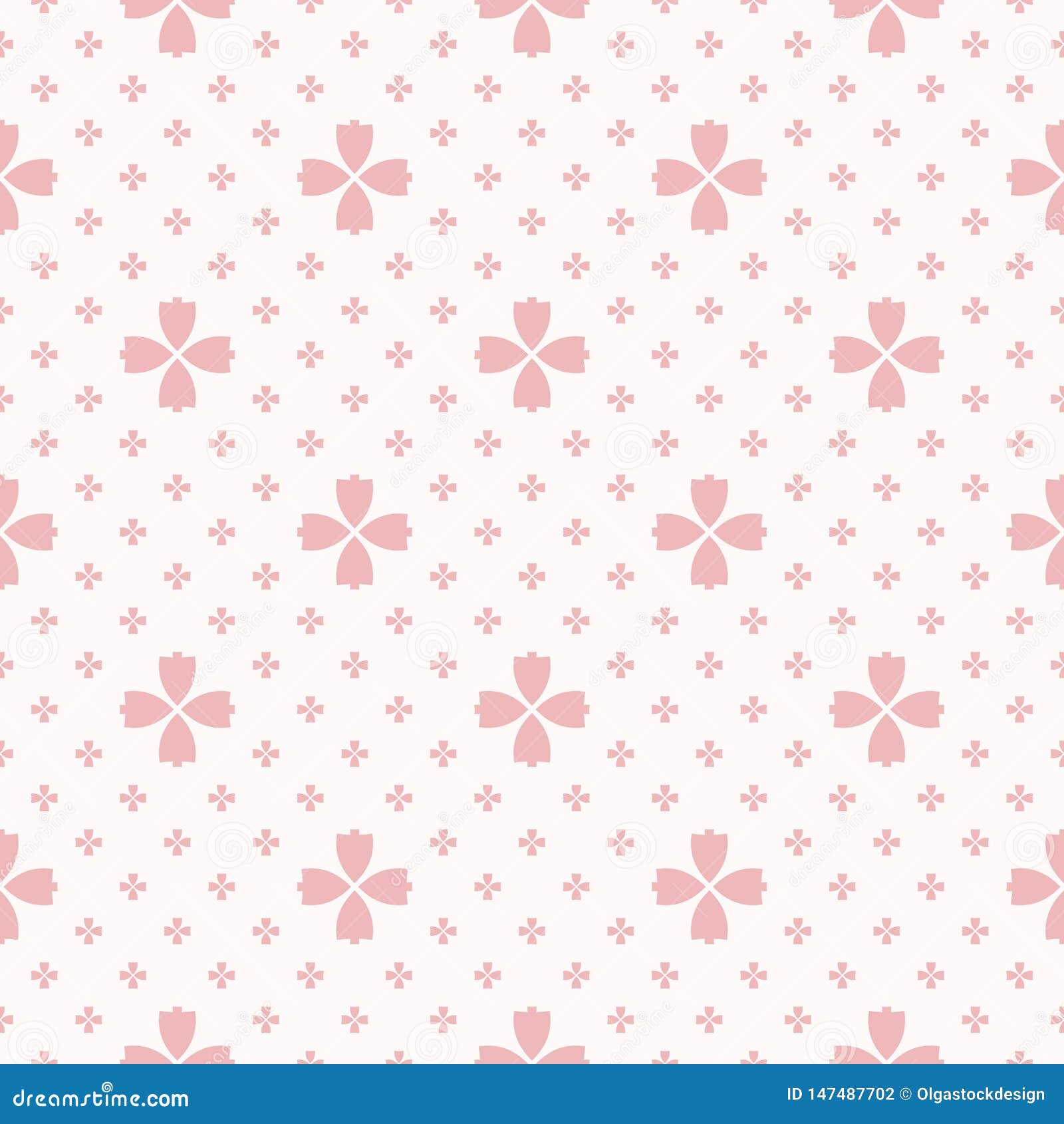 Simple Minimalist Floral Texture. Pink and White Geometric Seamless ...