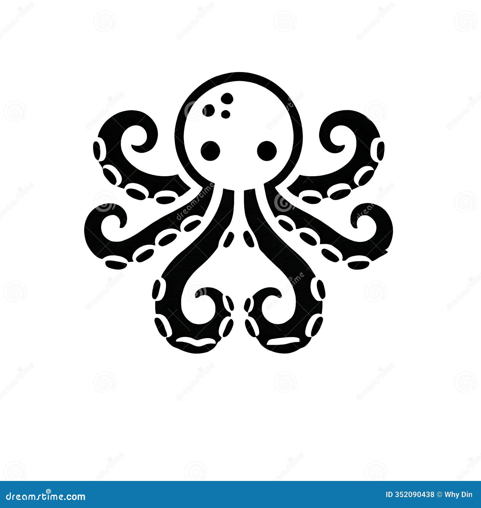 simple and minimalist octopus icon in black and white