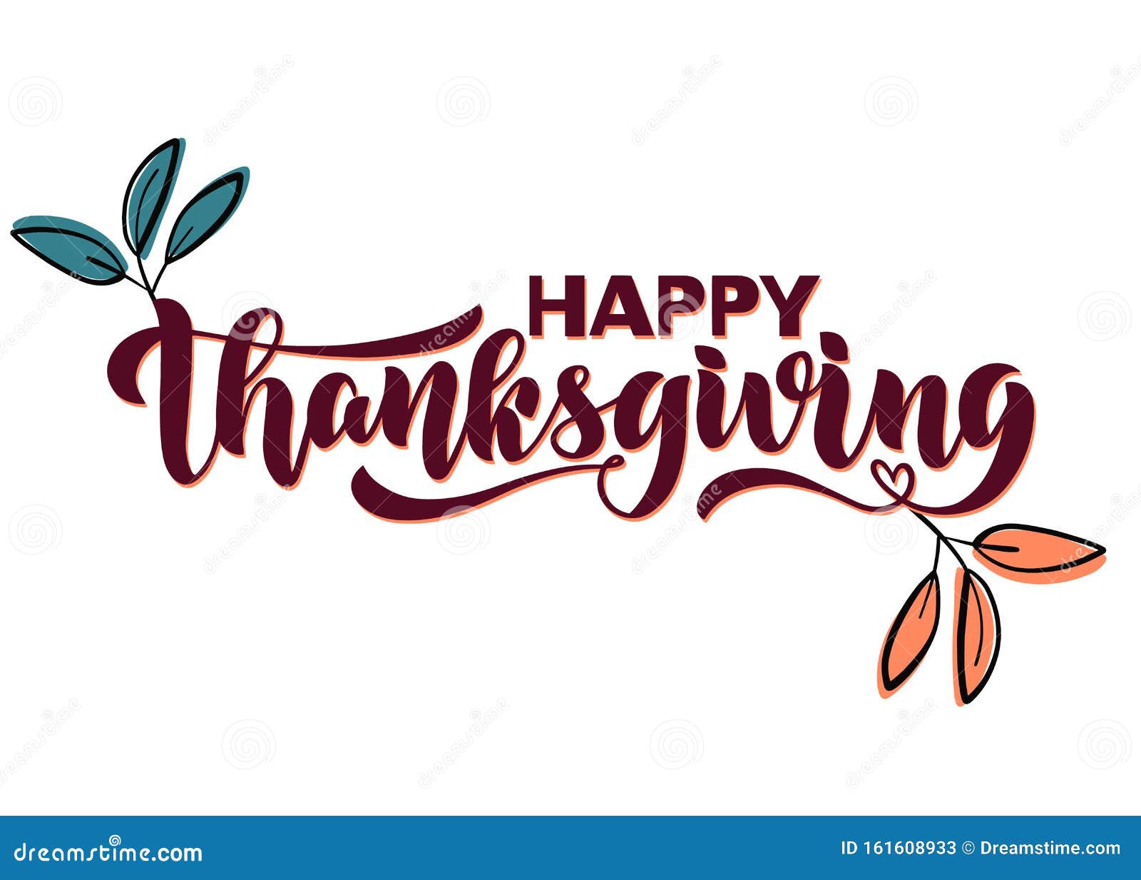 Simple Minimalistic Banner Saying Happy Thanksgiving With Teal And
