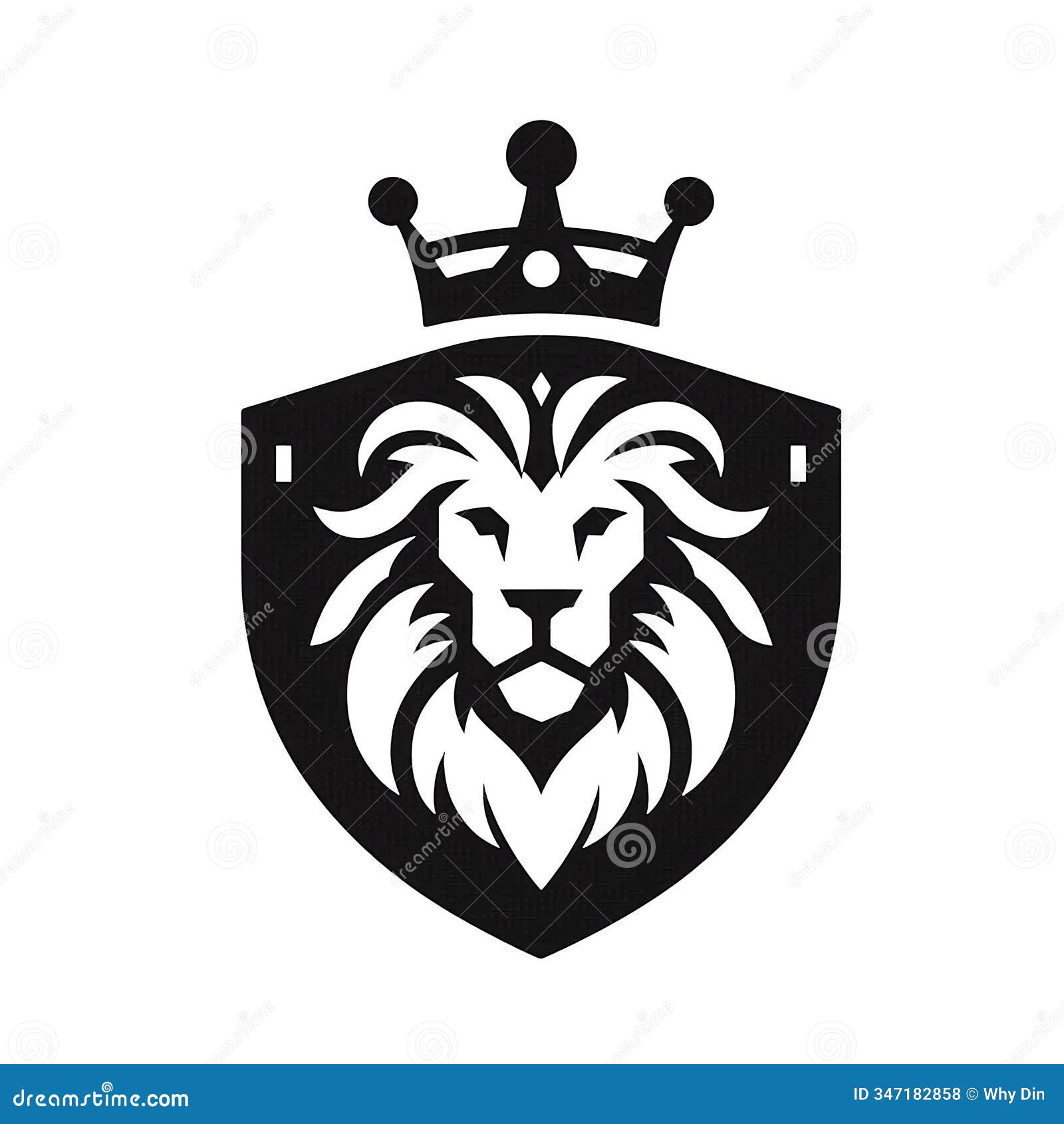 a simple and minimalistic lion head logo inside a shield in monochrome colors.