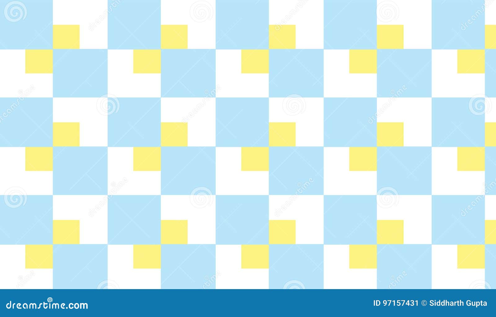 Simple Modern Abstract Yellow and Blue Checkered Tiles Pattern