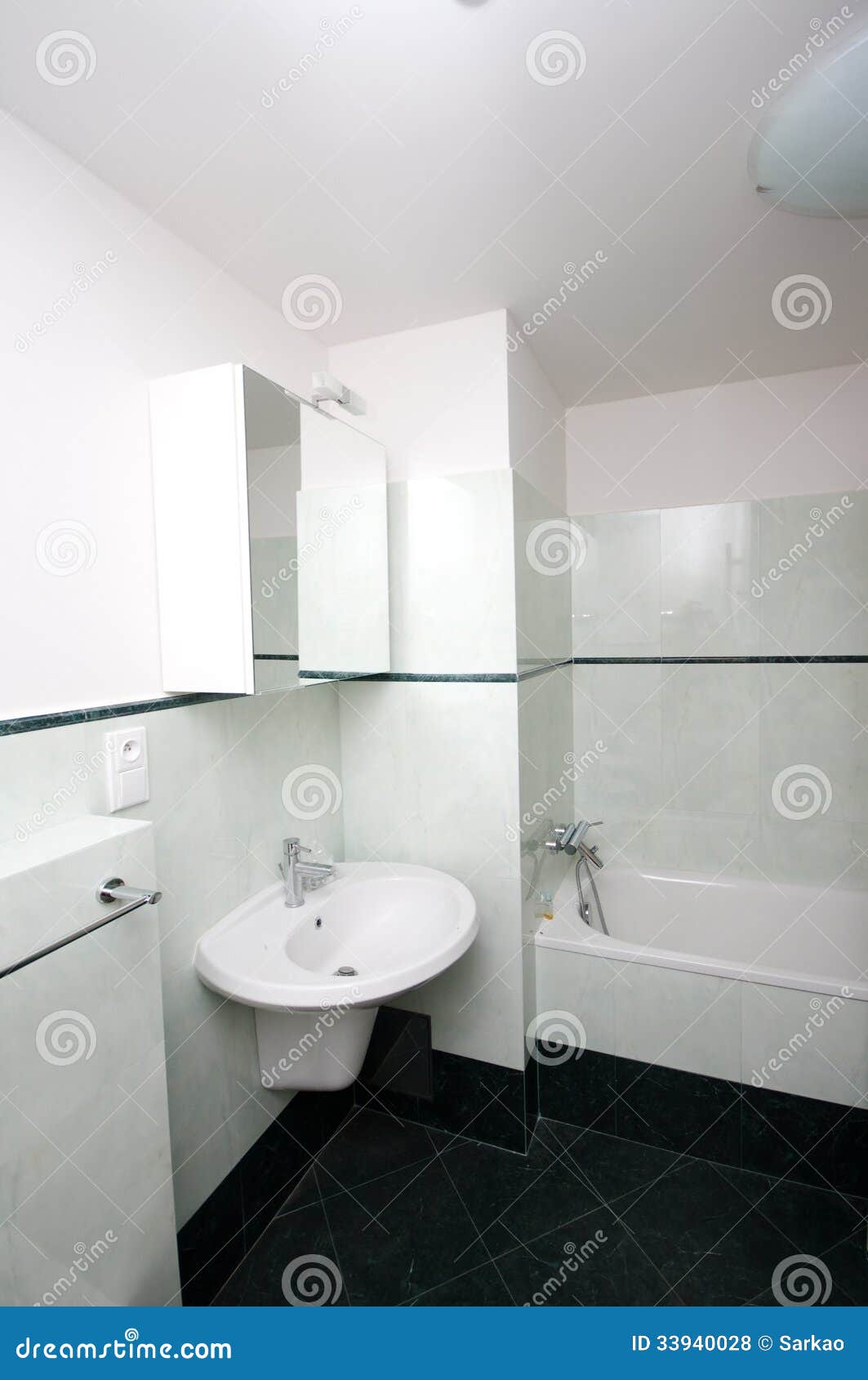 Simple modern bathroom stock photo. Image of blue, design 33940028