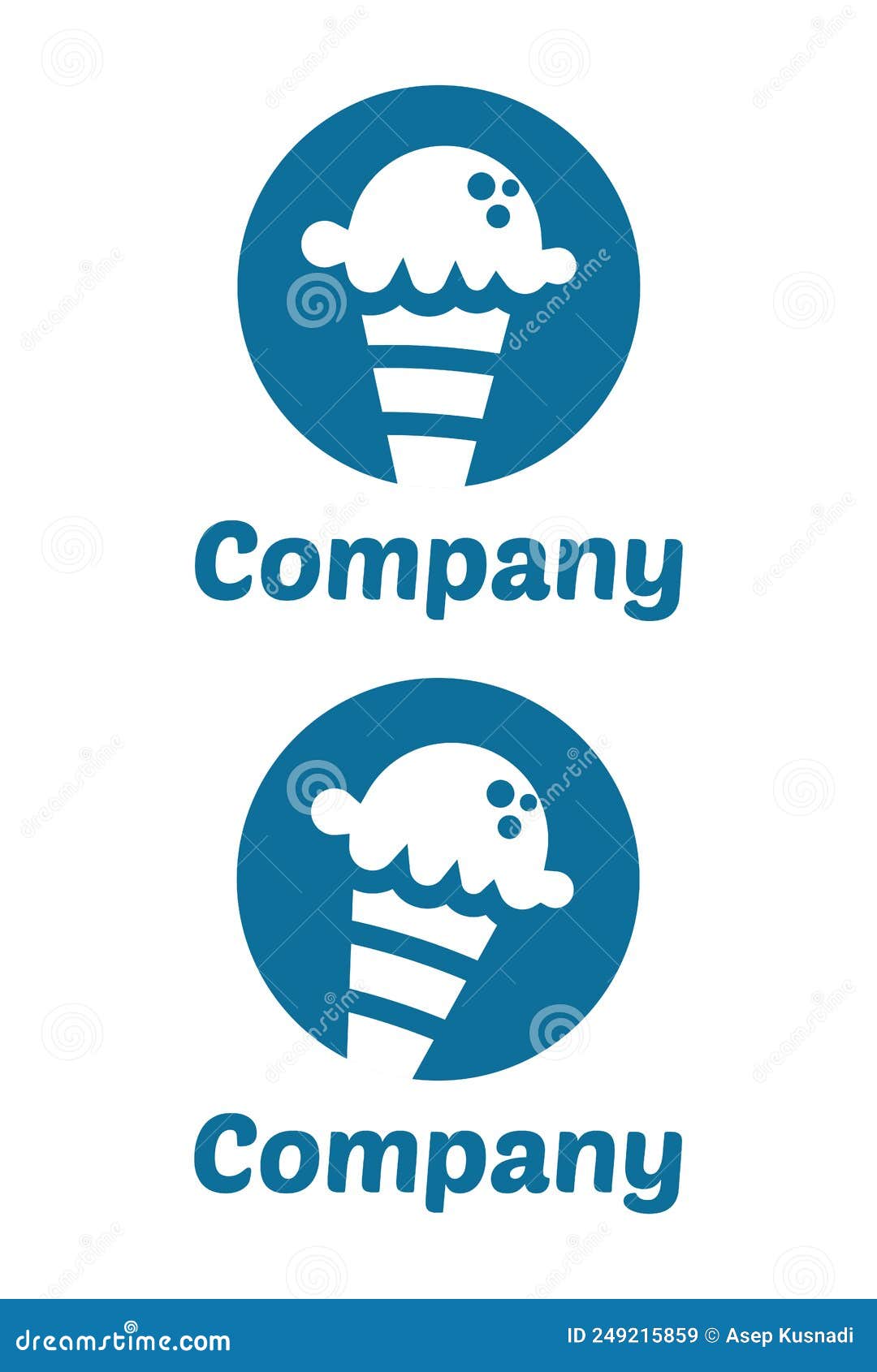 Simple, Modern and Creative Blue Ice Cream Logo Vector Design Stock