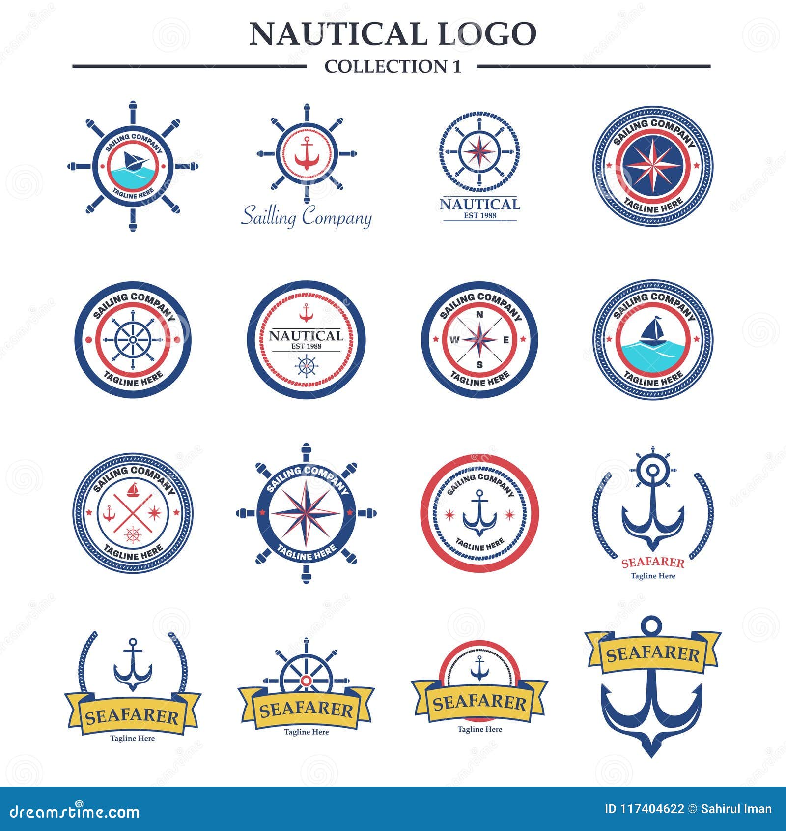 Nautical, Sailor Logo Design Template Stock Illustration - Illustration ...