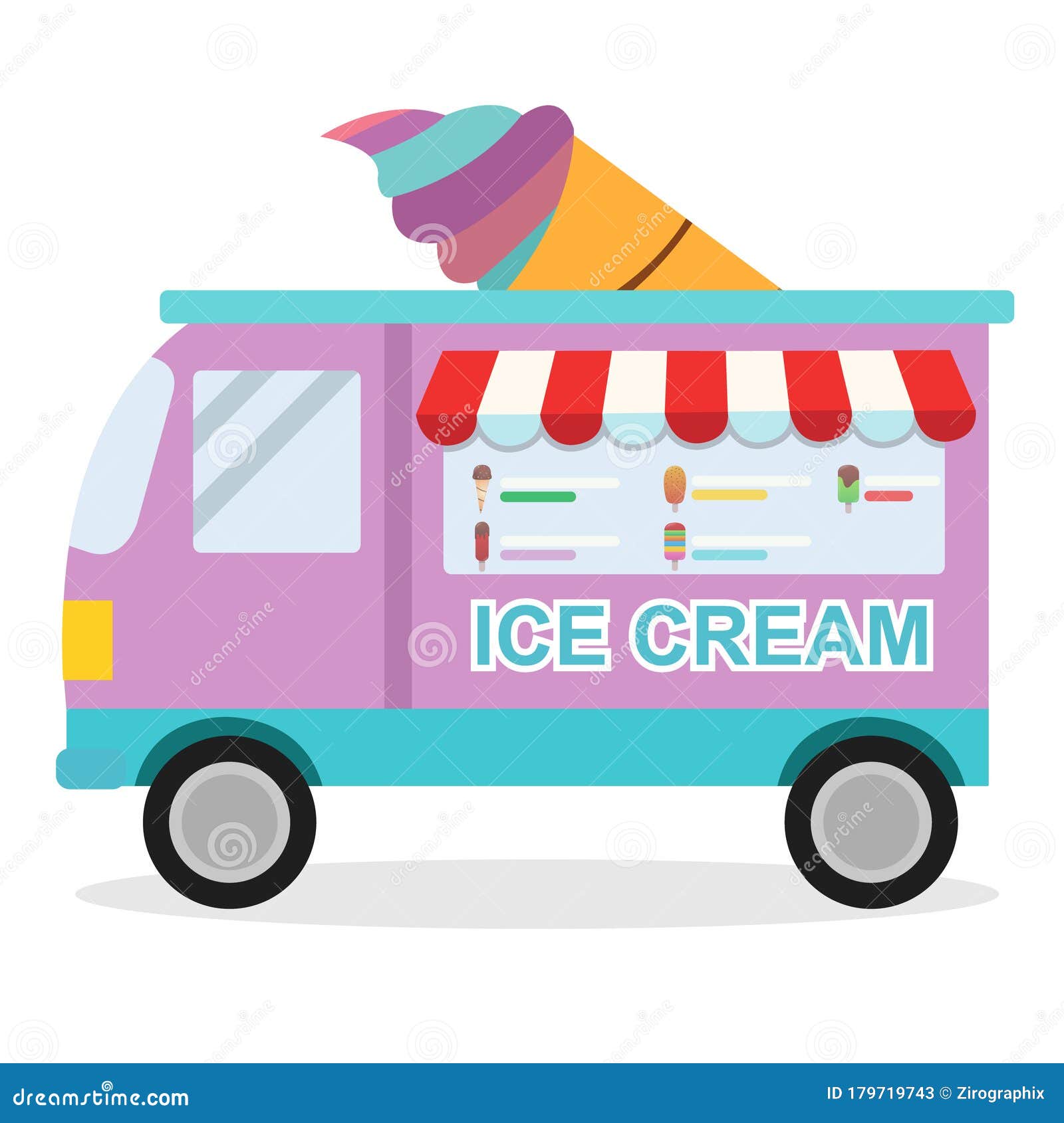 Ice Cream Truck Vector Illustration Design Stock Illustration