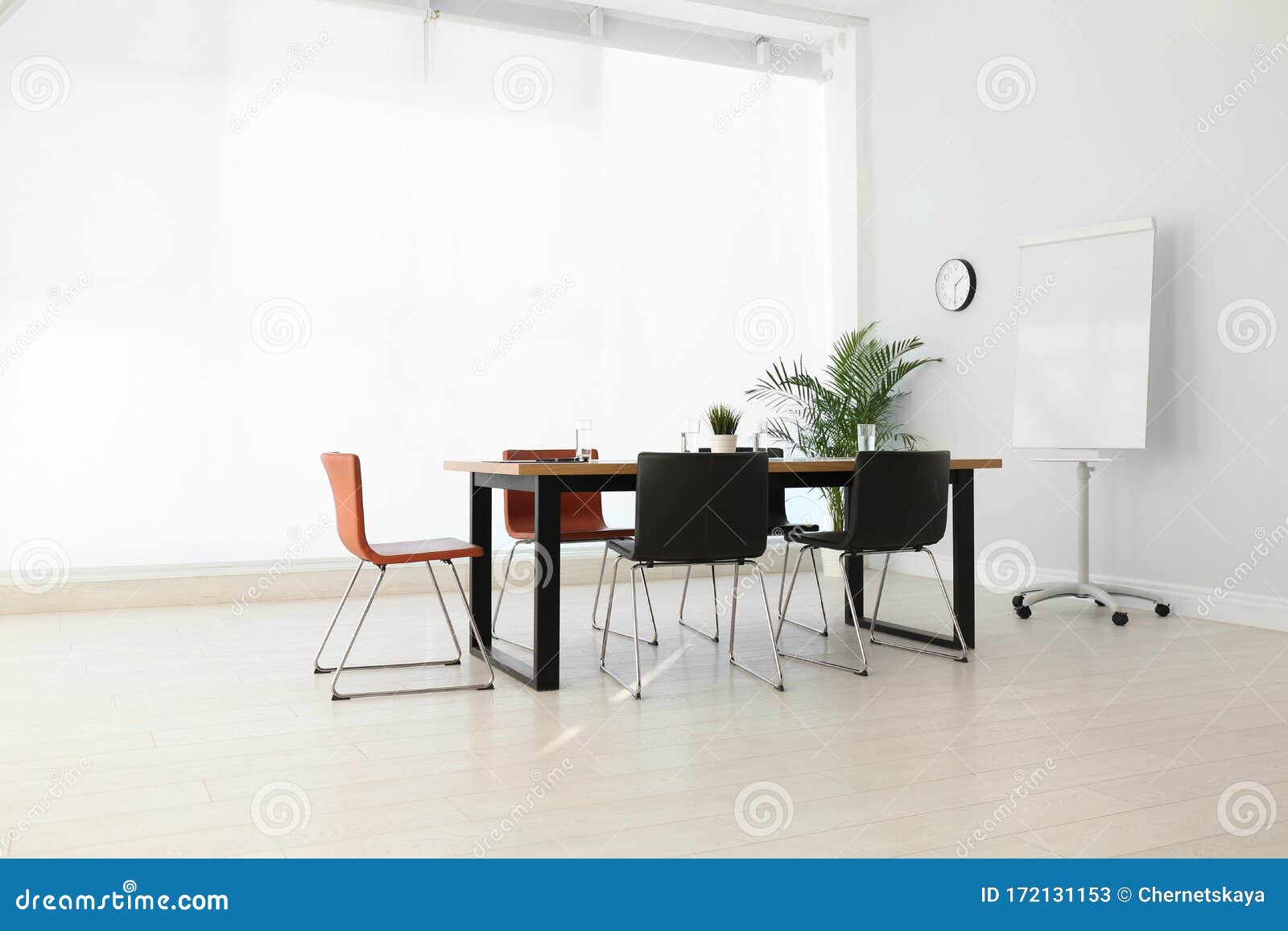 Simple Office Interior with Table and Chairs Stock Image Image of