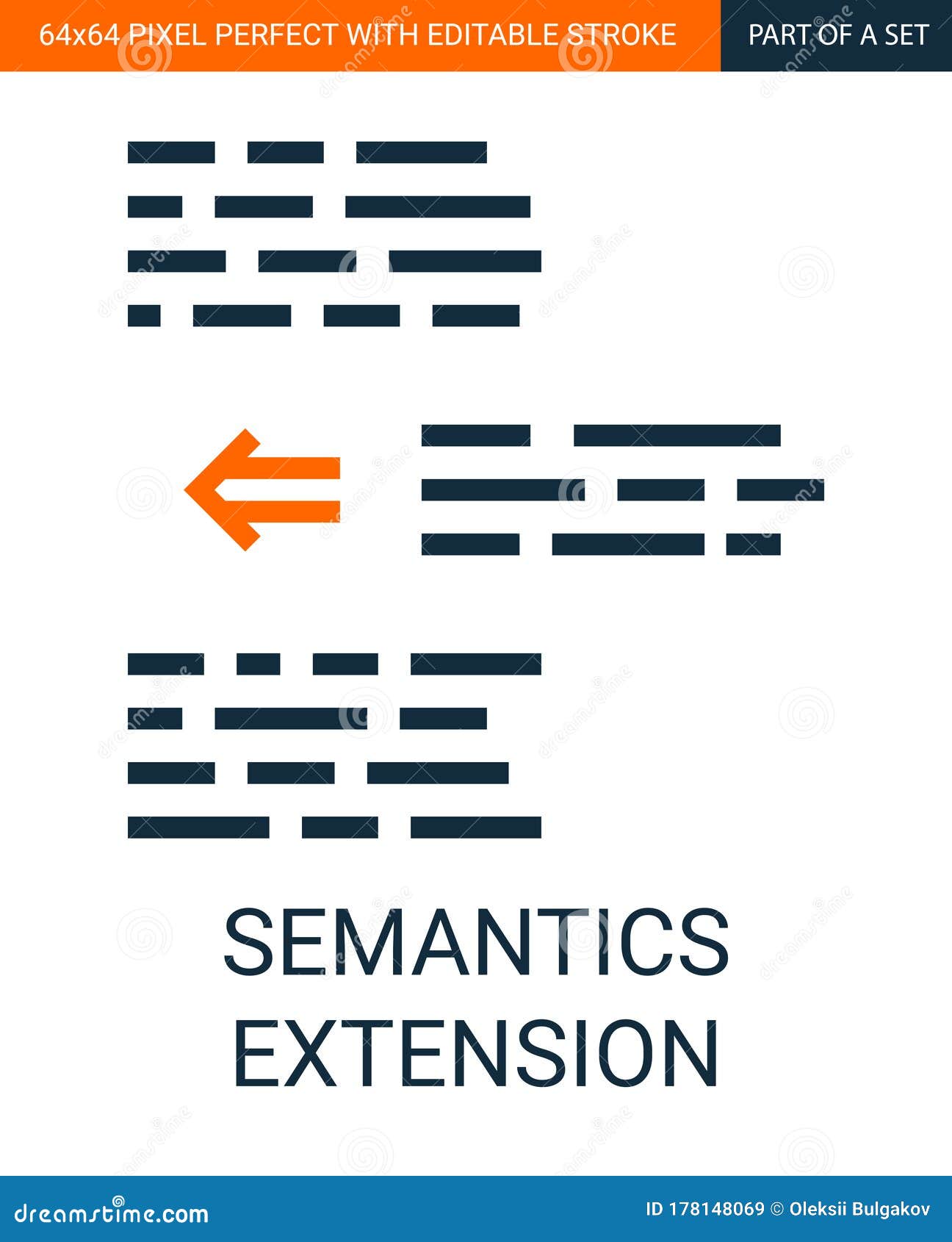 simple outline  of text semantics extension icon for ui and ux