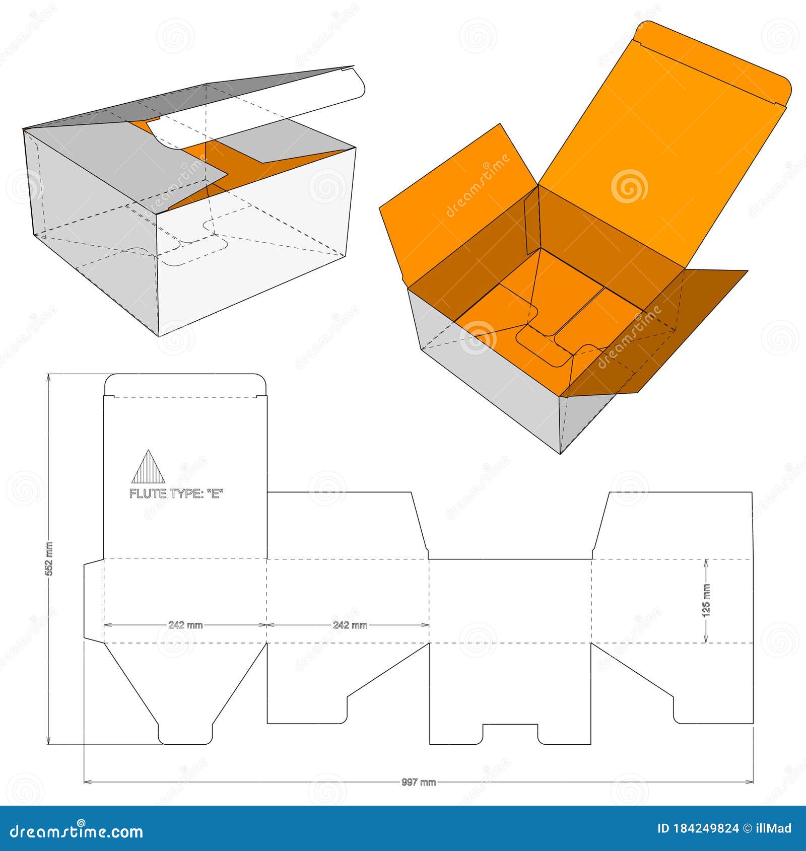Simple Packaging Box and Die-cut Pattern Stock Vector - Illustration of  empty, blueprint: 184249824
