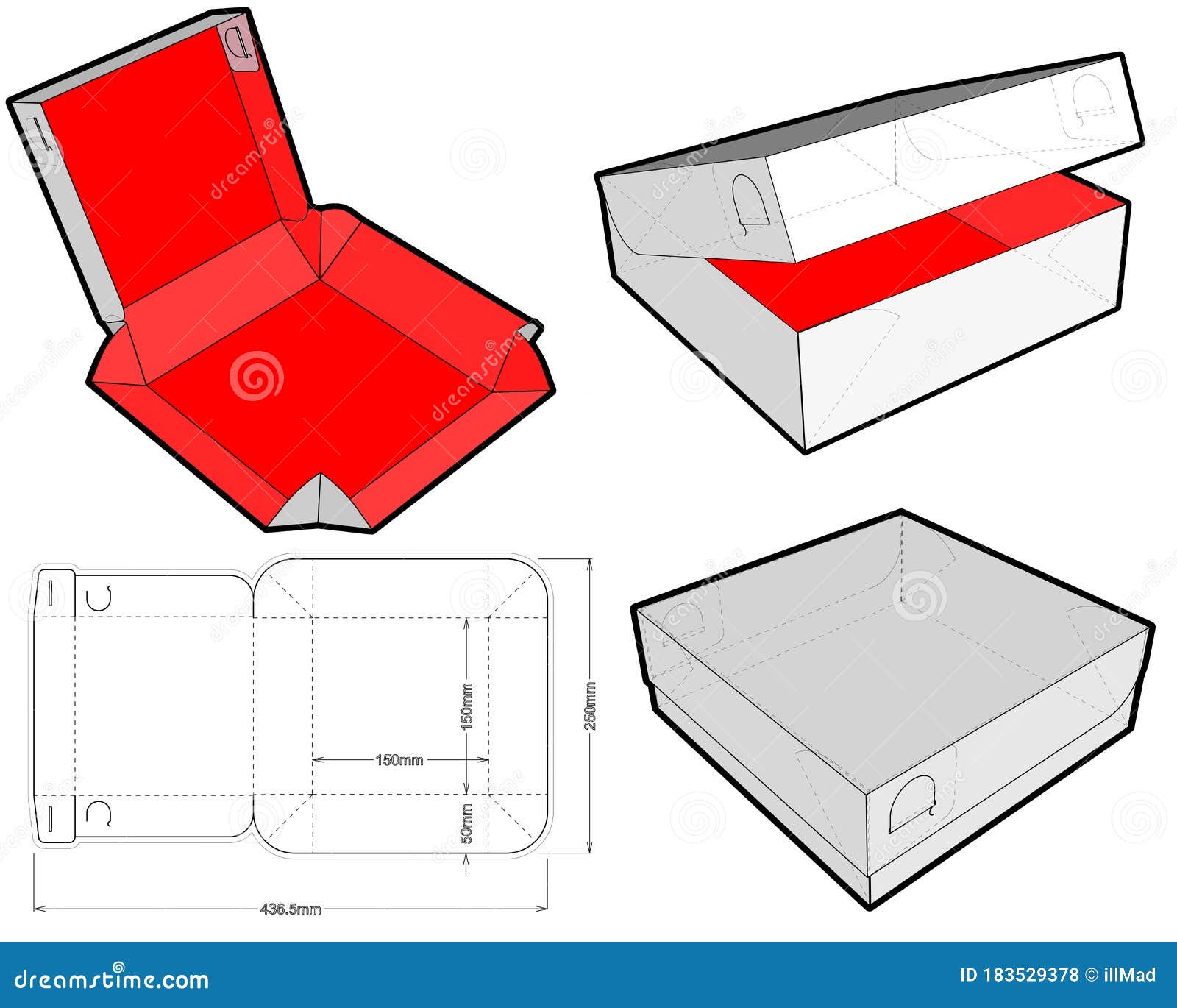 Simple Packaging Box. Special Box Design for Cakes and Pastries Internal  Measurement 15x 15 + 5 Cm and Die-cut Pattern. Stock Vector - Illustration  of blueprint, line: 183529378