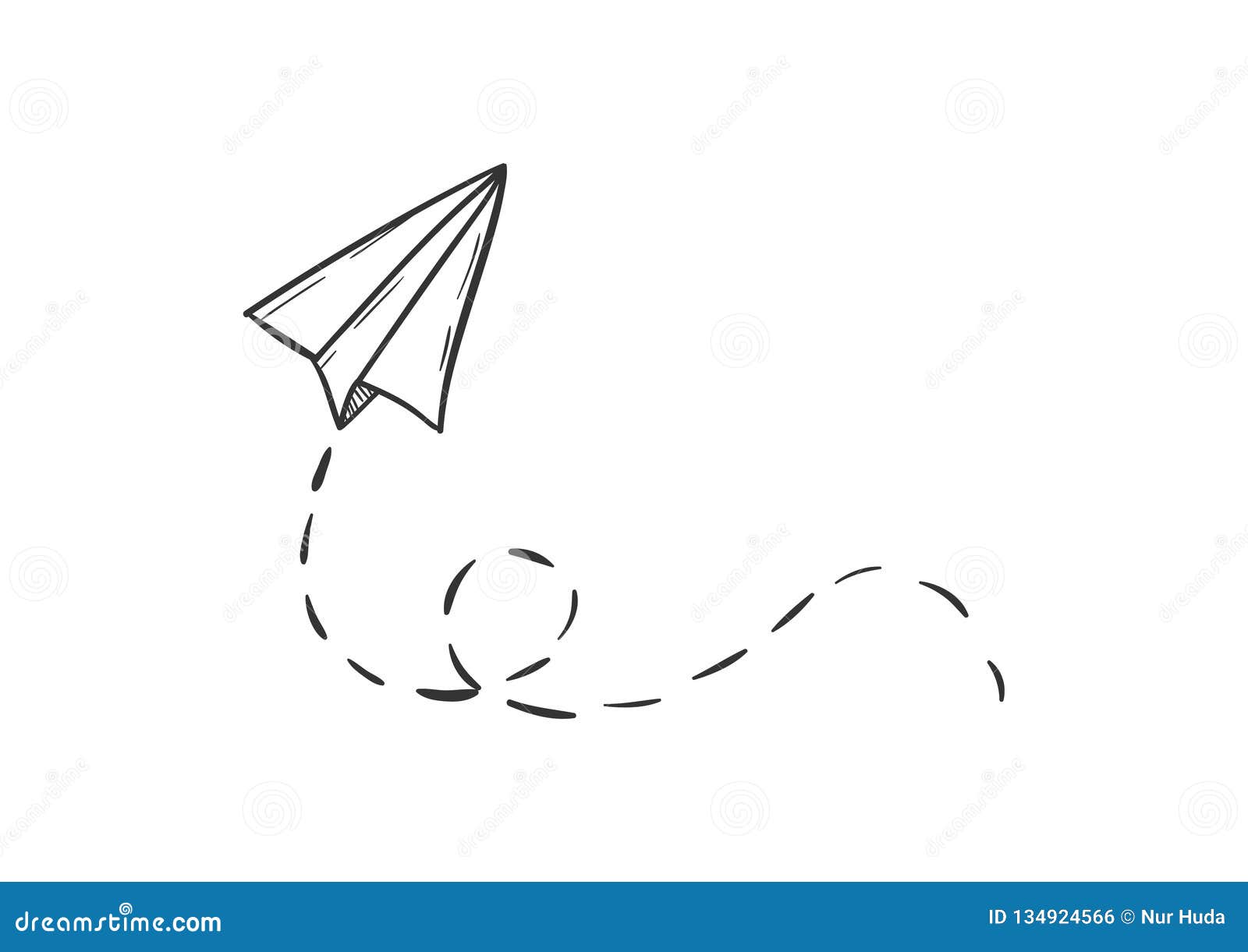 Simple Paper Plane Doodle Style - Isolated Vector Illustration Stock