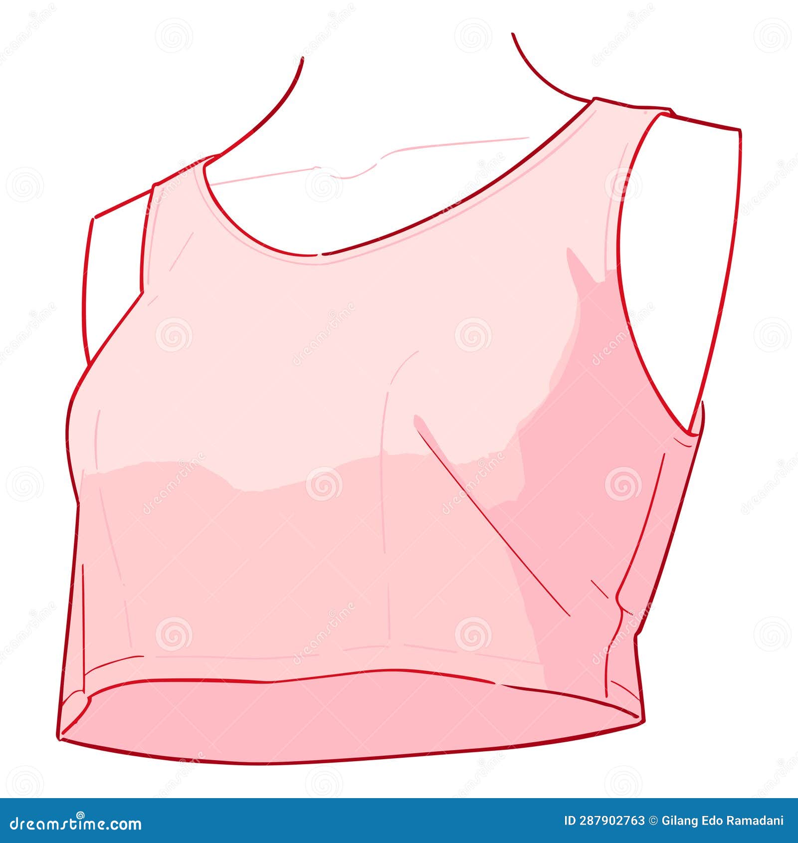 simple plain croptop no sleeves, soft pink color 