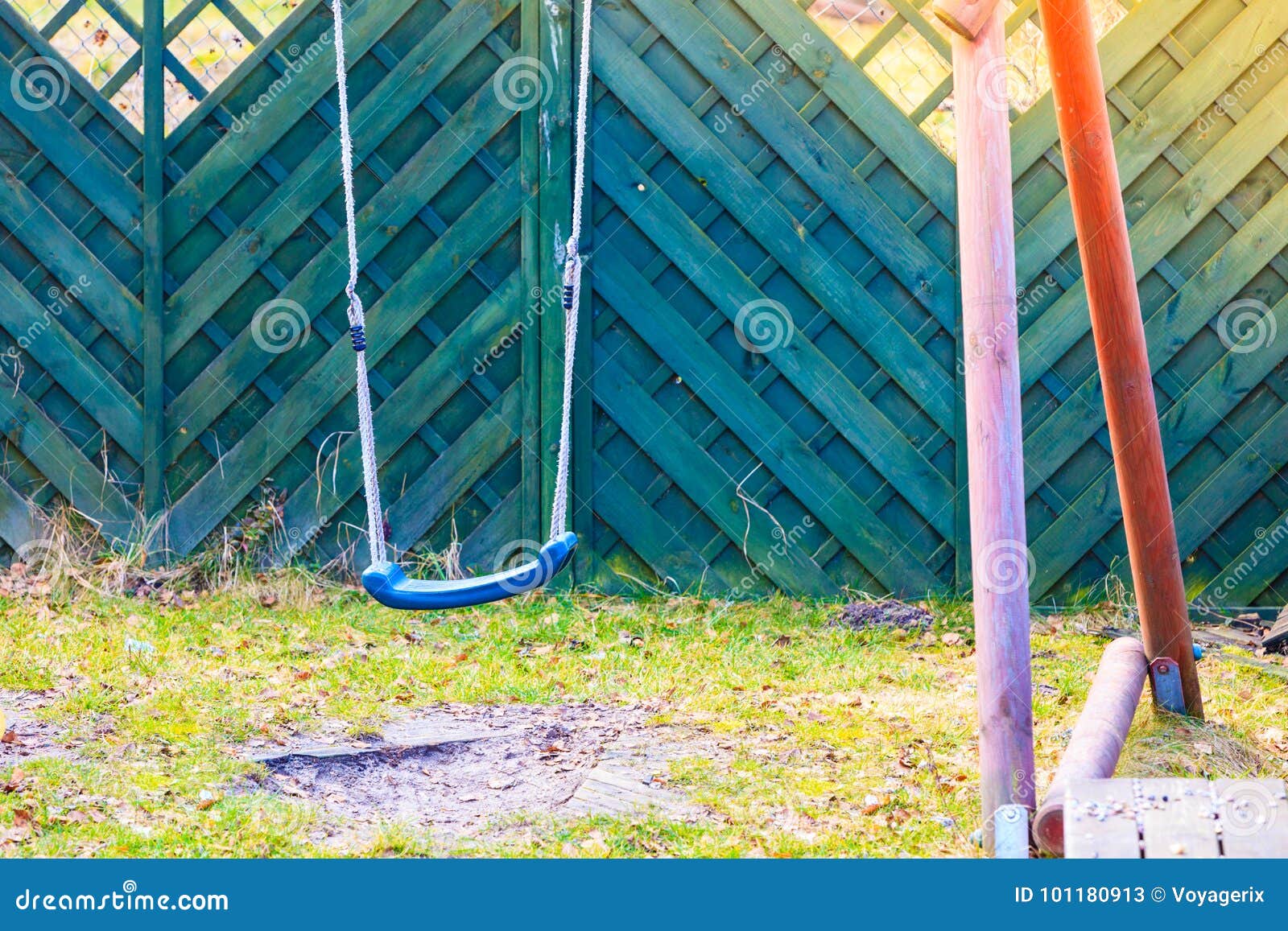 Simple, Plastic Swing for Kids, Outside Shot. Stock Image Image of