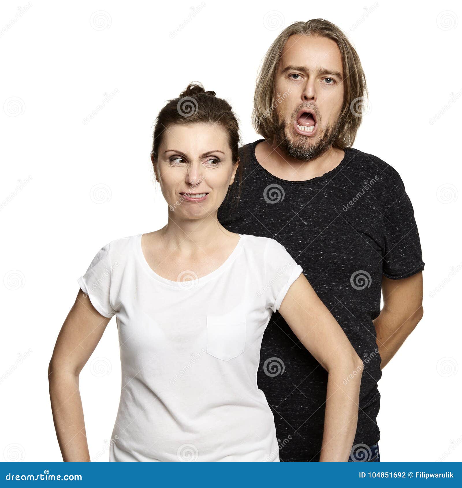 Crazy Couple On White Background Stock Photo I