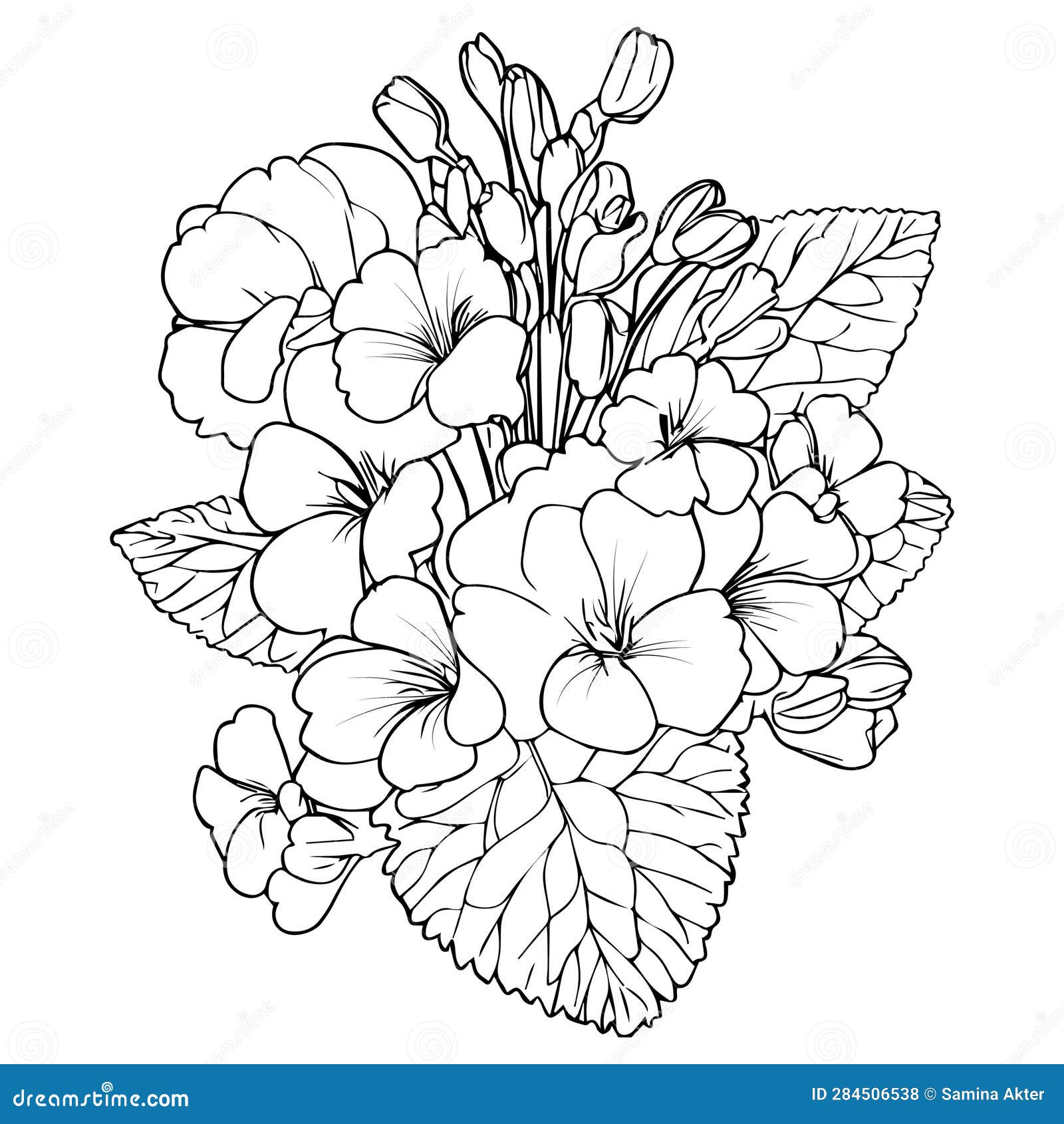 Coloriage Bouquet de fleurs adulte (Dessin de fleur à imprimer)