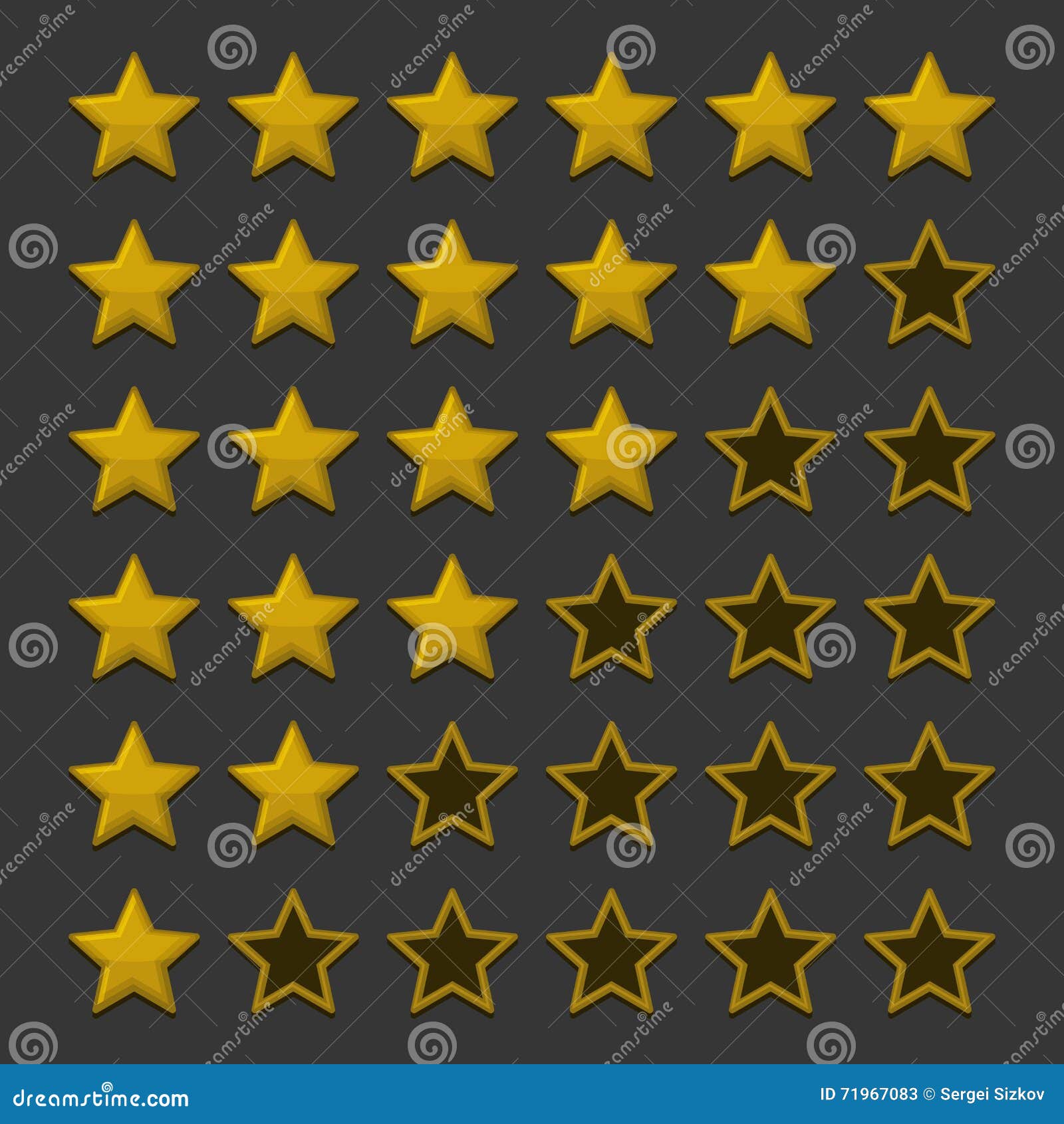 Simple Rating Stars On Dark Background. Vector Stock Vector