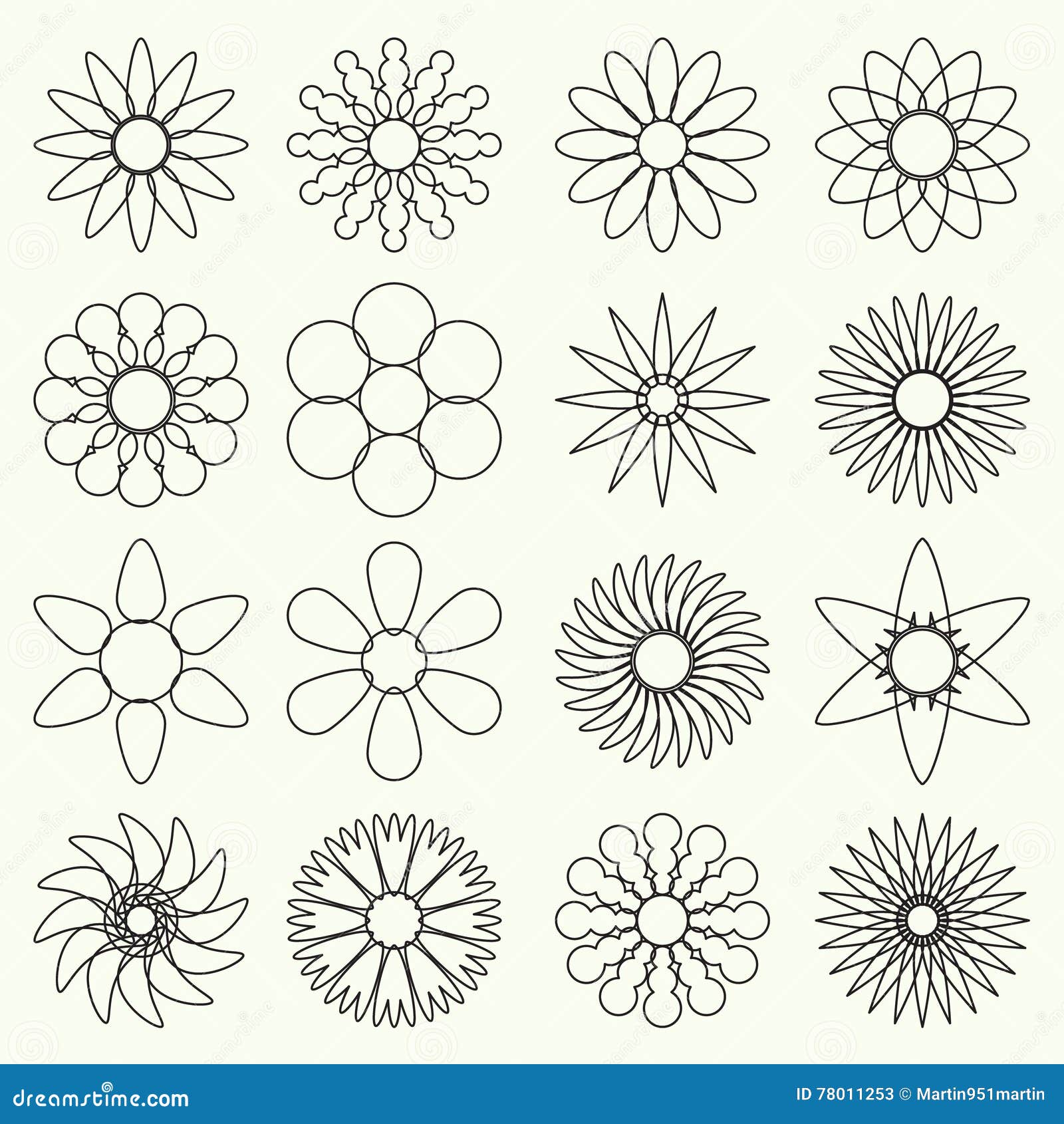 Simple Retro Small Flowers Set of Outline Symbol Eps10 Stock Vector -  Illustration of flower, flowering: 78011253