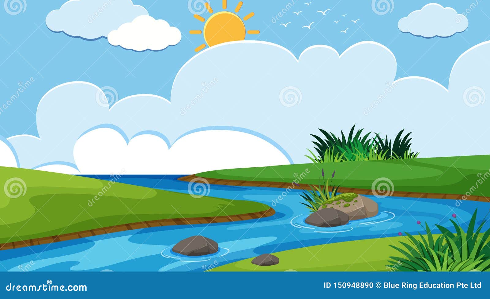 A simple river scene stock vector. Illustration of clipart 150948890