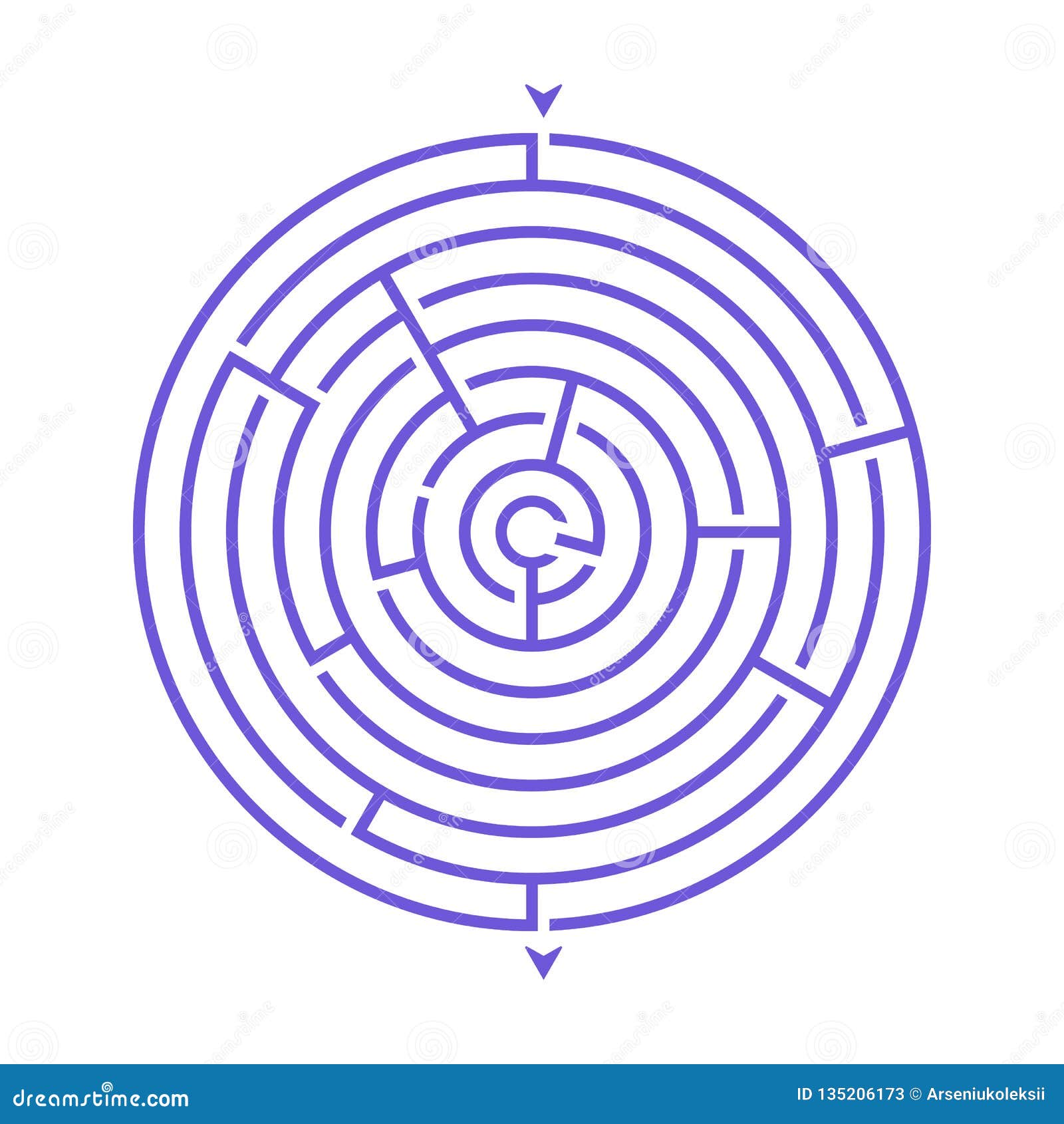 simple round maze labyrinth game for kids. one of the puzzles from the set of child riddles