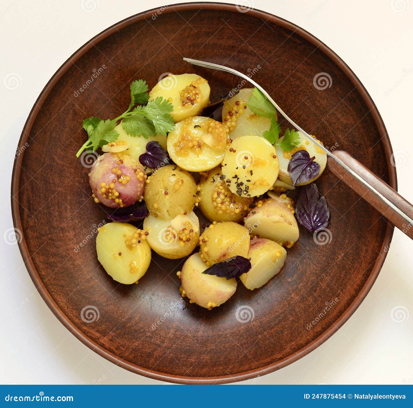 Simple Salad with Young Potatoes with Mustardlime Sauce Stock Photo