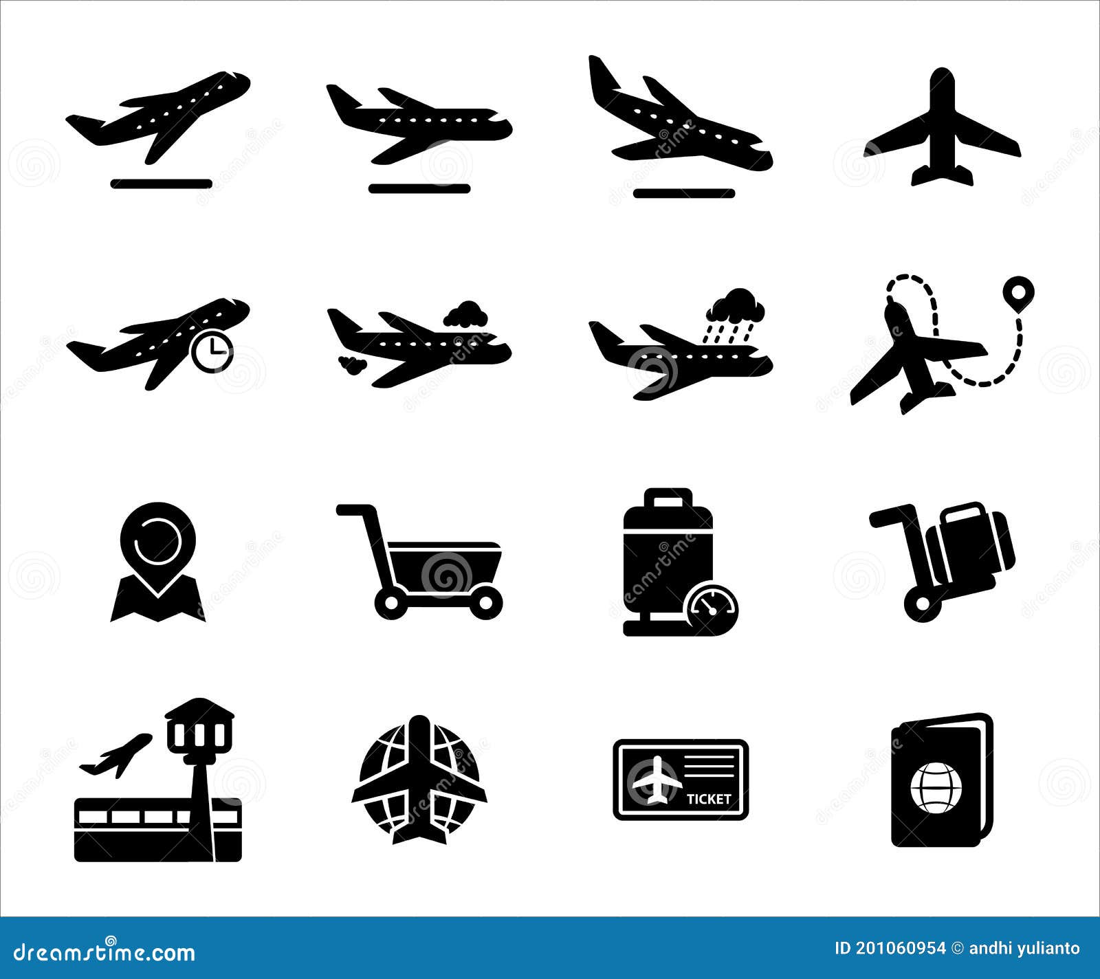 Simple Set of Airport Airplane Travel Related Vector Icon Graphic ...