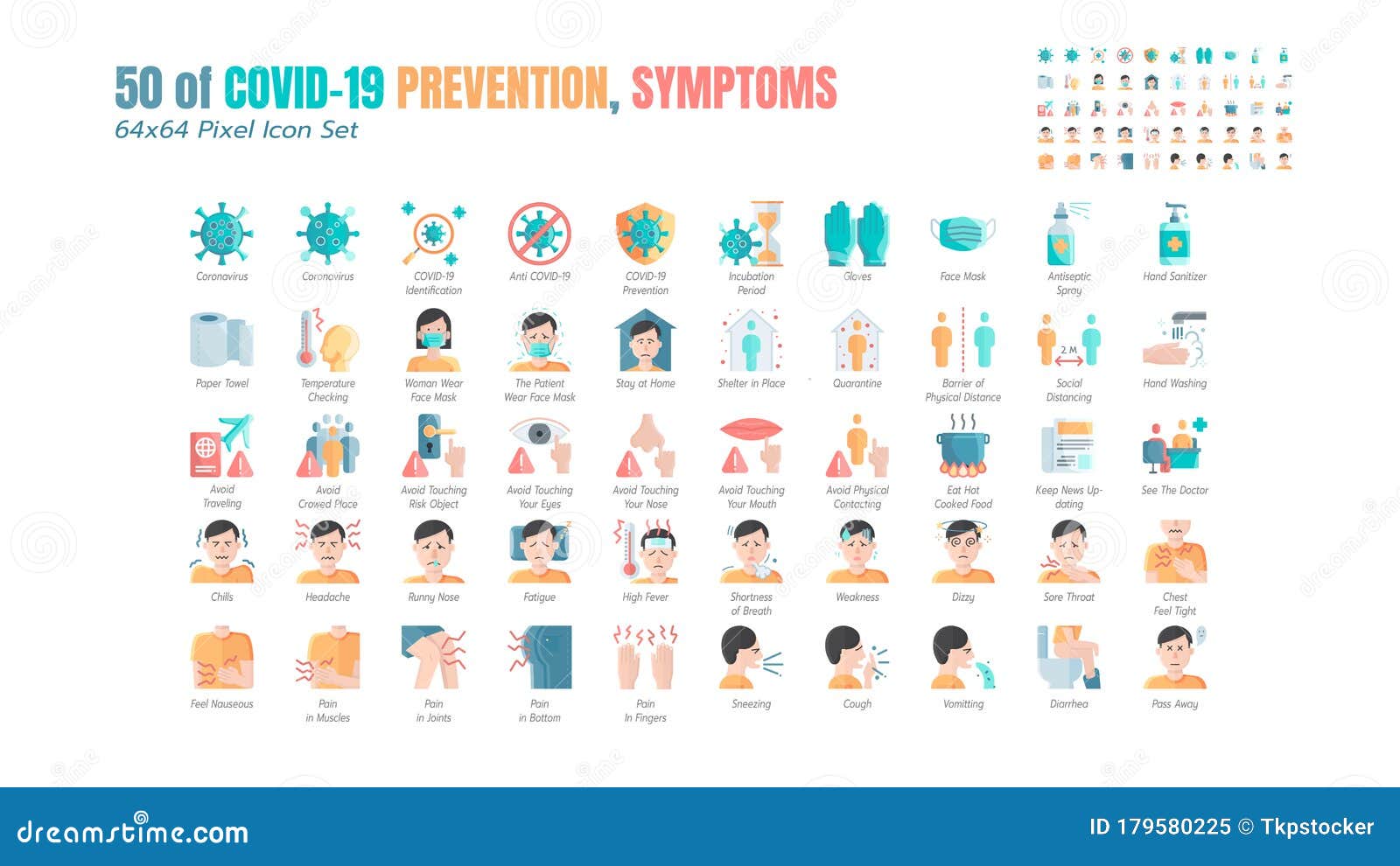 simple set of covid-19 prevention flat icons. such icons as protective measures, coronavirus, hygienic healthcare, social