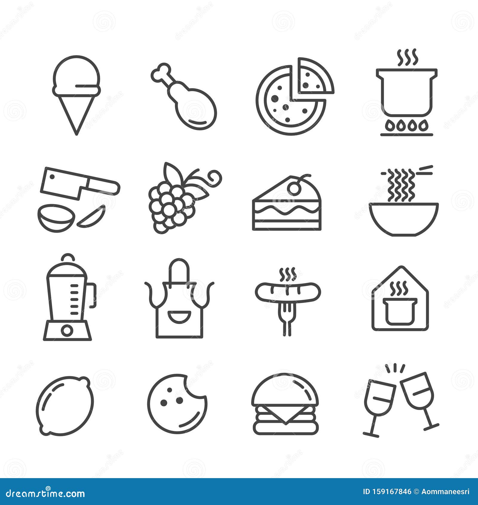 Modern Simple Set of food, location, drinks Vector outline Icons