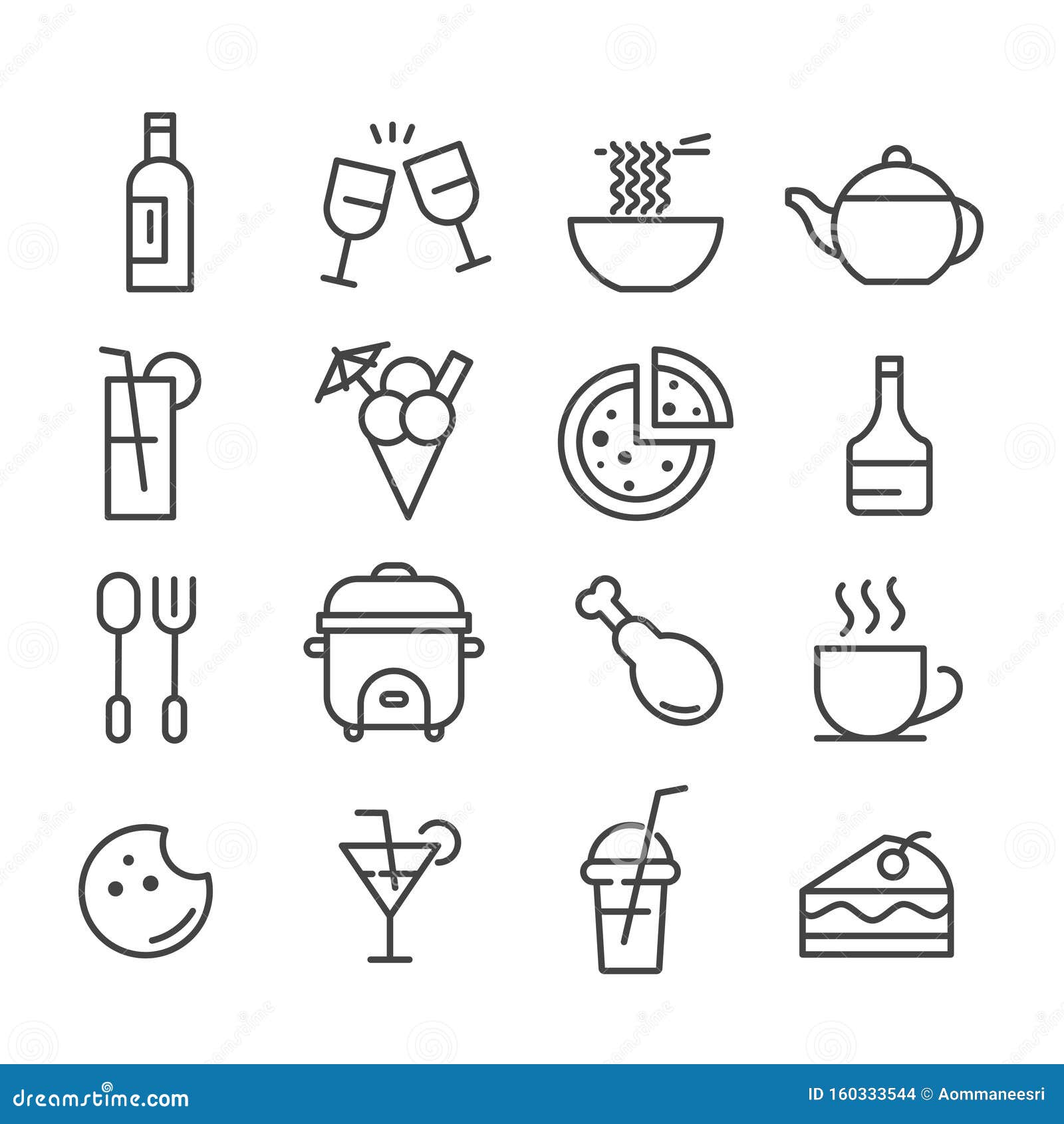 Modern Simple Set of food, location, drinks Vector outline Icons