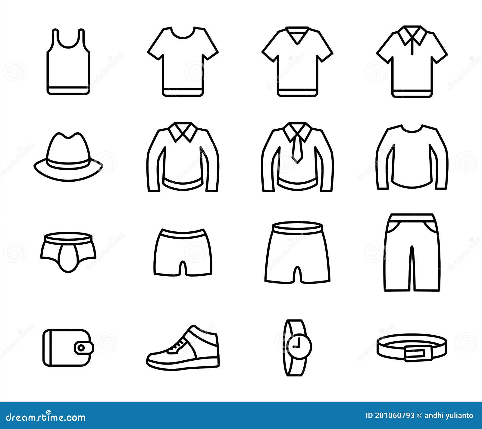 Simple Set of Male Men S Outfit Wear Related Vector Icon Graphic Design ...
