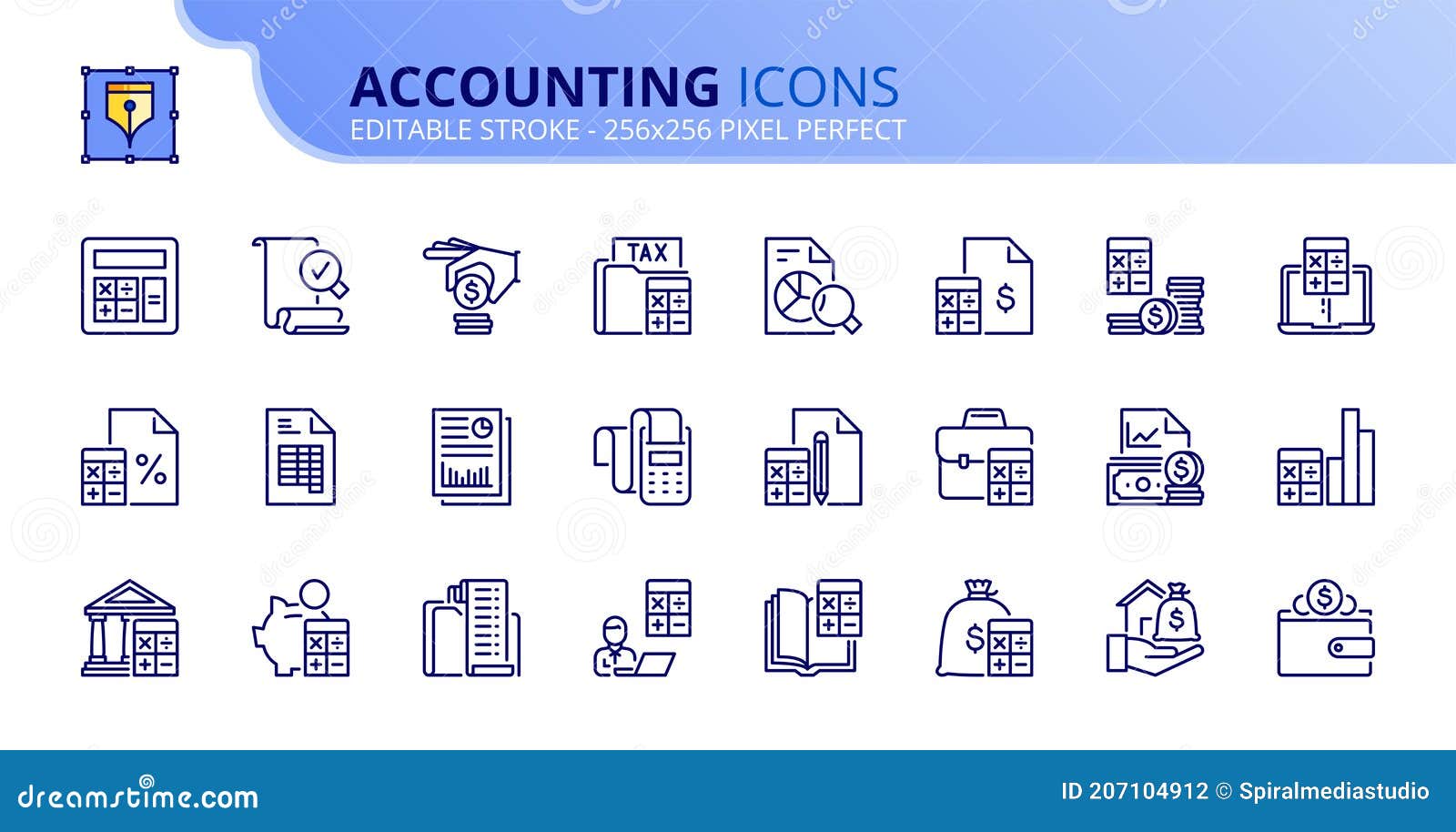simple set of outline icons about accounting. finances 