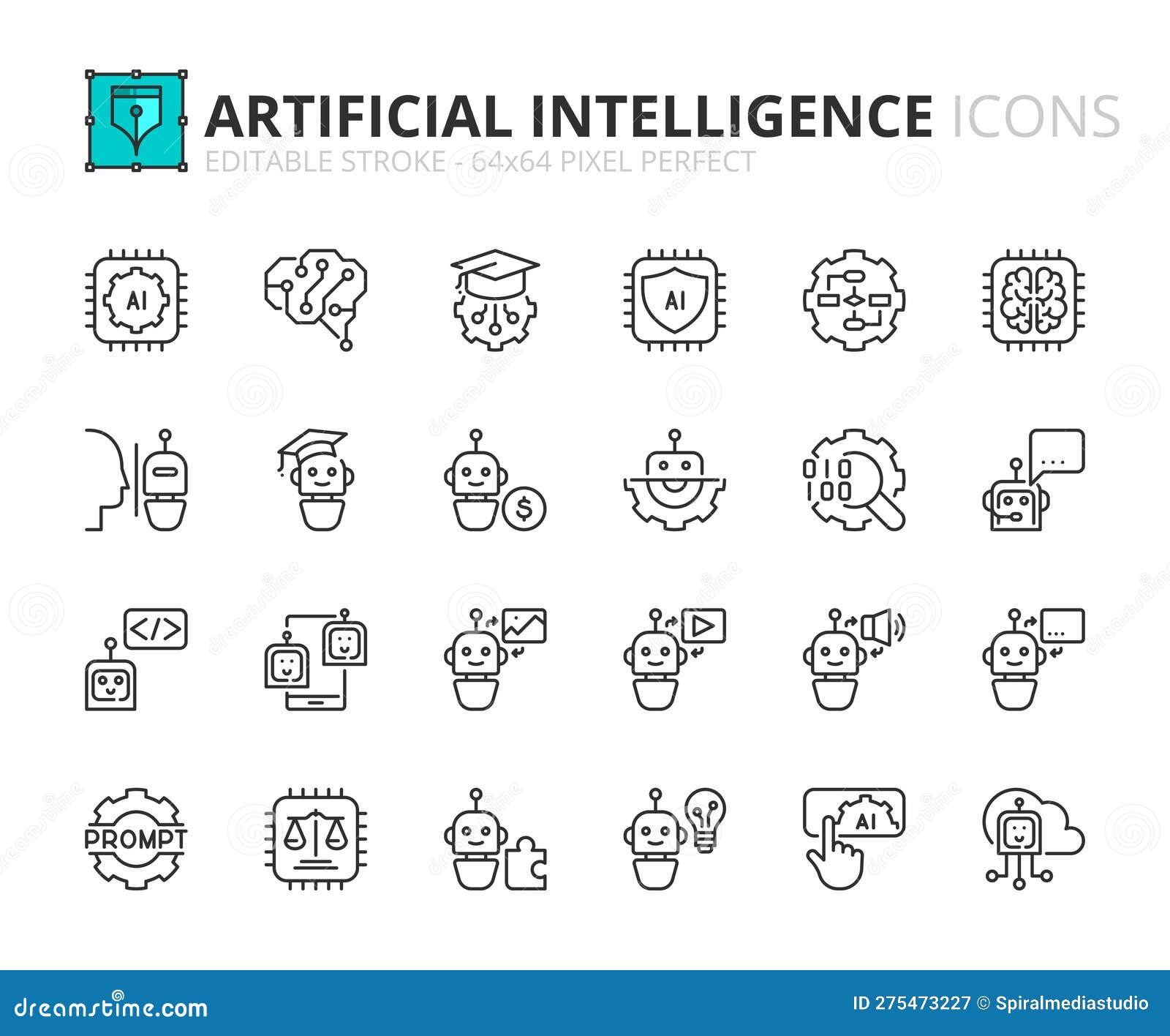 Simple Set of Outline Icons about Artificial Intelligence Stock Vector ...