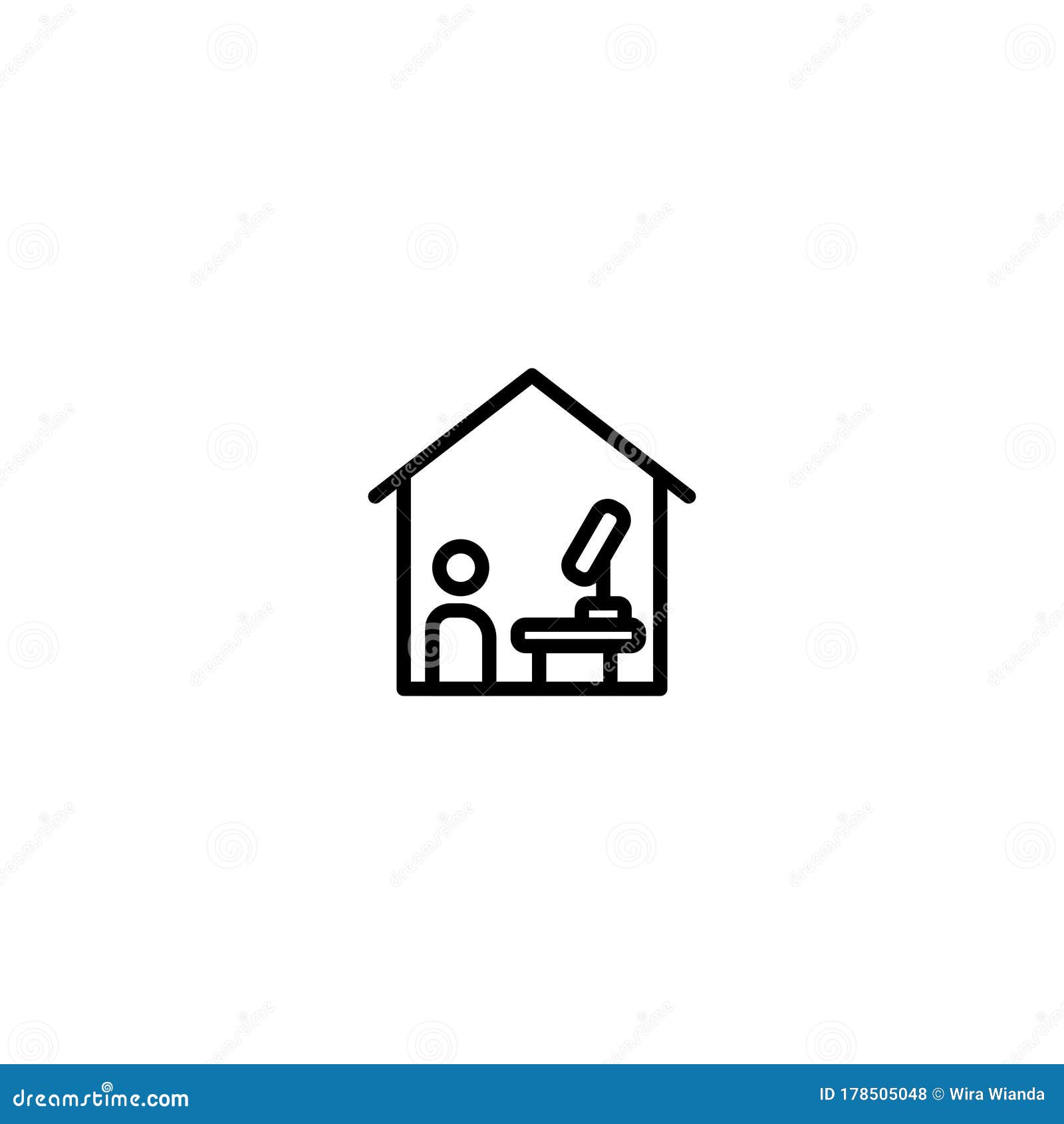 Simple Set Thin Linear Icon or Logo Home Office Work Stock Vector