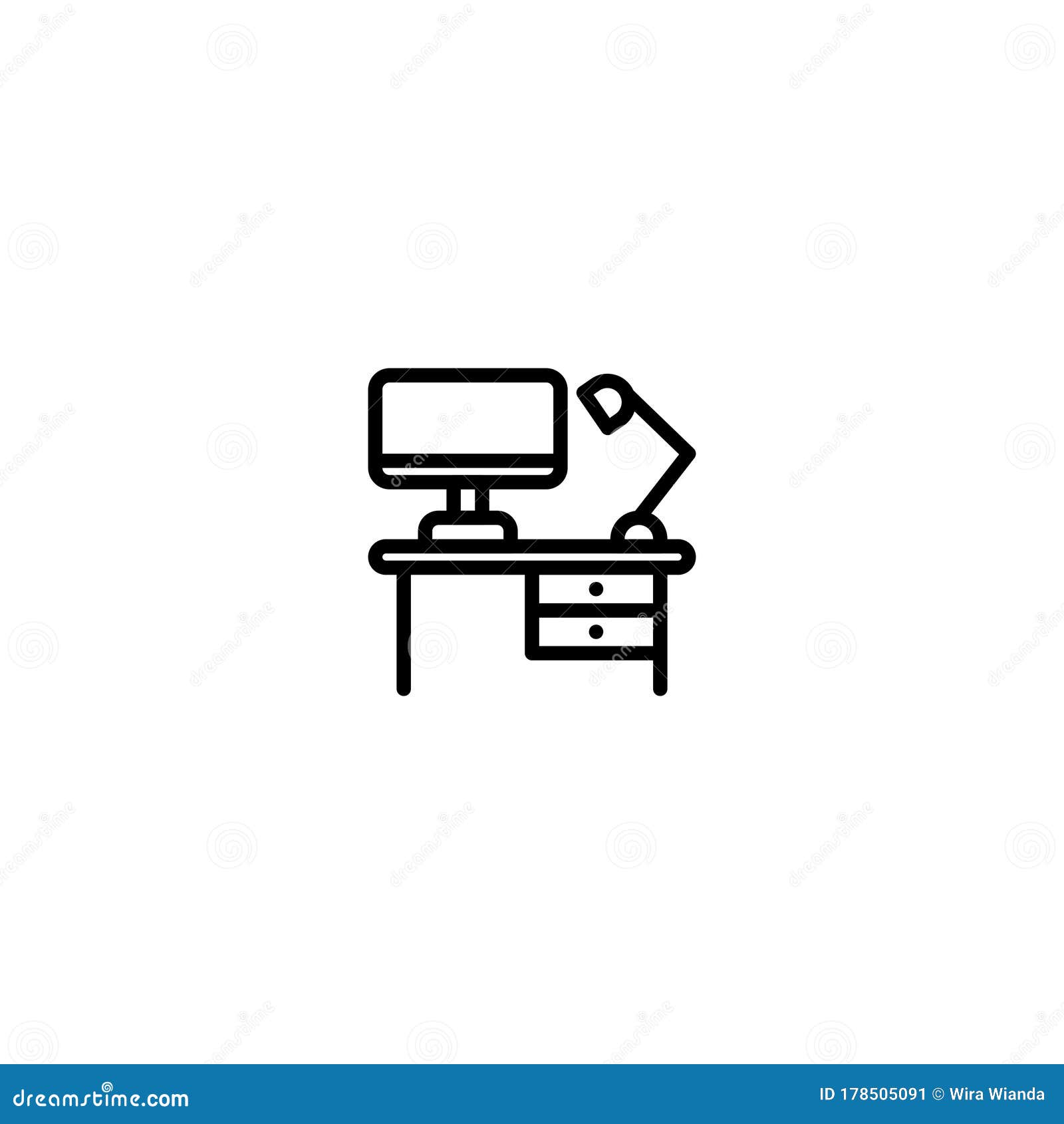Simple Set Thin Linear Icon or Logo Home Office Work Stock Vector