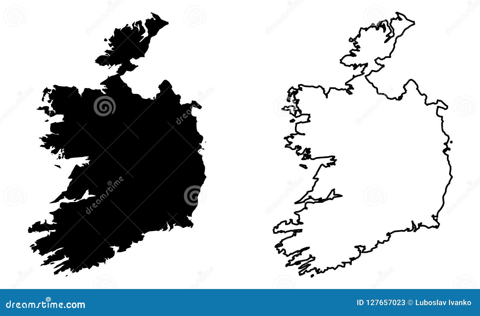 Simple only Sharp Corners Map Republic of Ireland without Stock