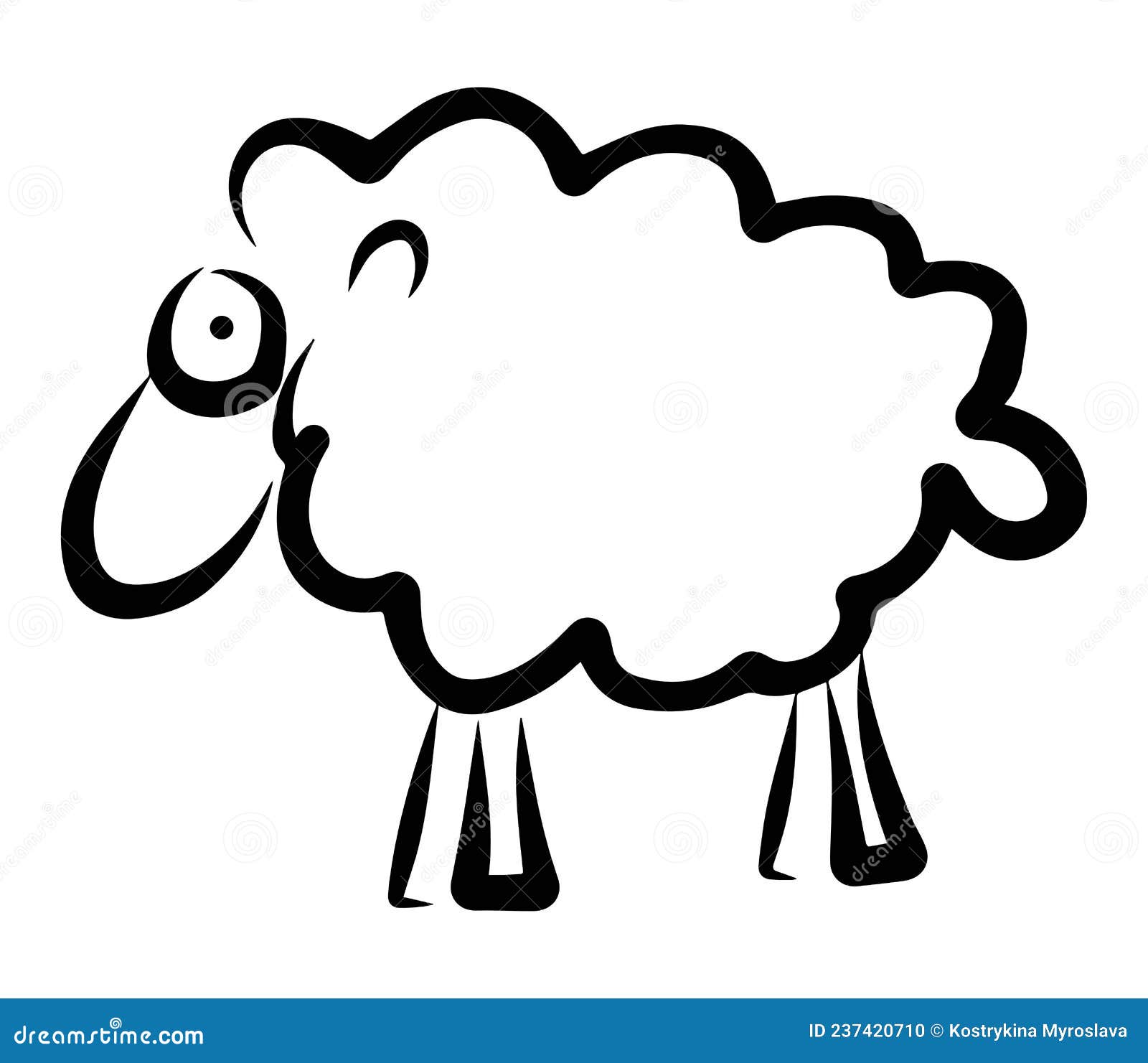 simple sheep logo in continious line art style. minimalist black line sketch  on white background