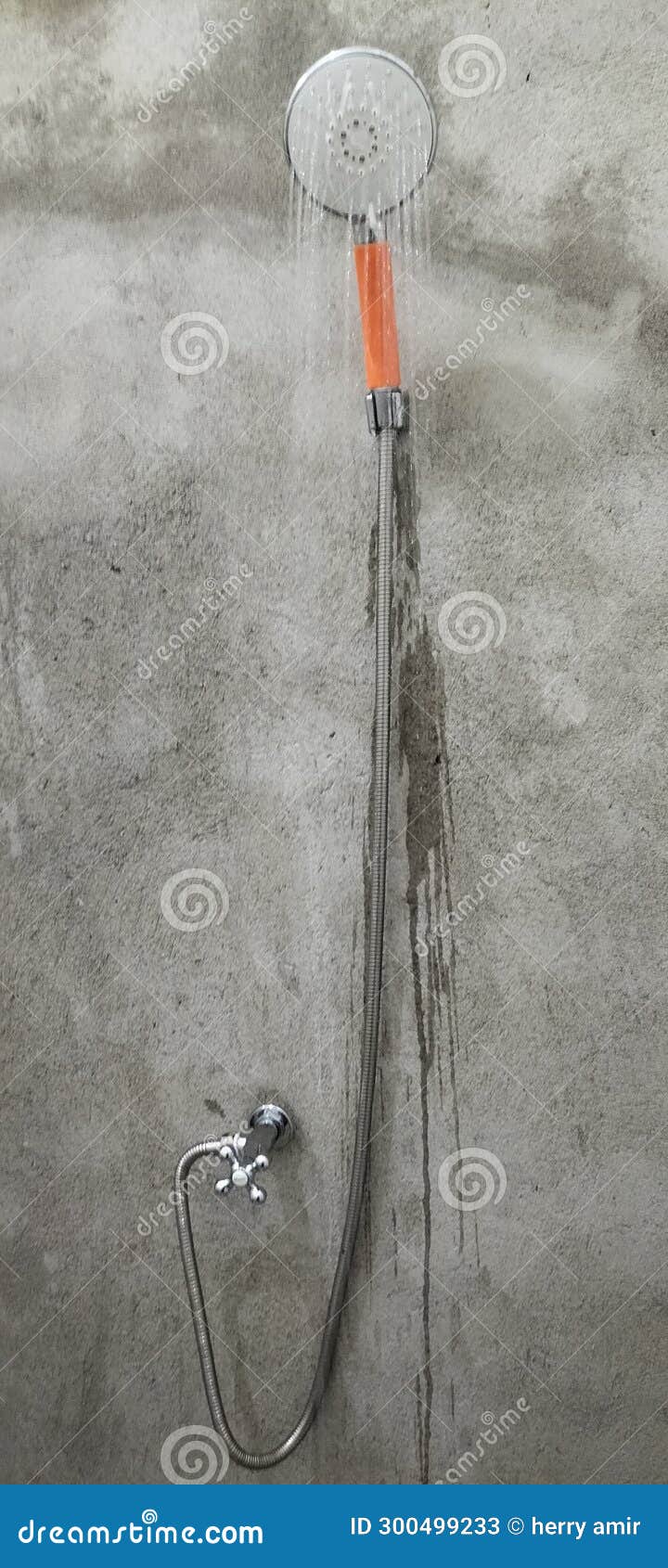 A Simple Shower that Flows Water in the Bathroom Stock Image Image of