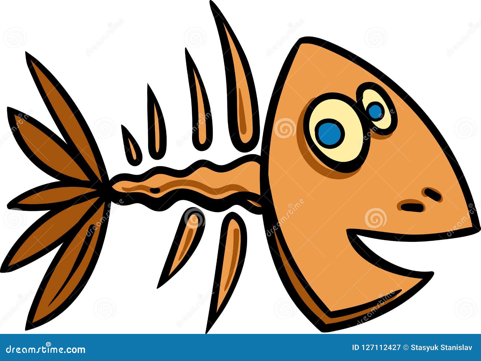 Skeleton of fish stock vector. Illustration of cartoon - 127112427