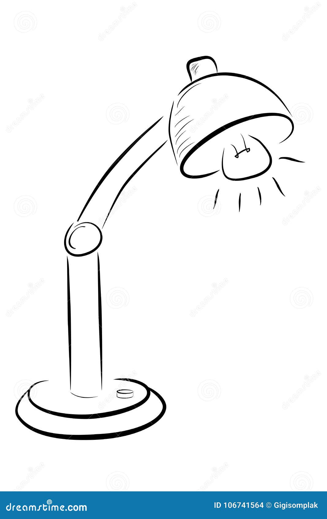 Simple Sketch Desk Lamp Isolated On White Stock Vector