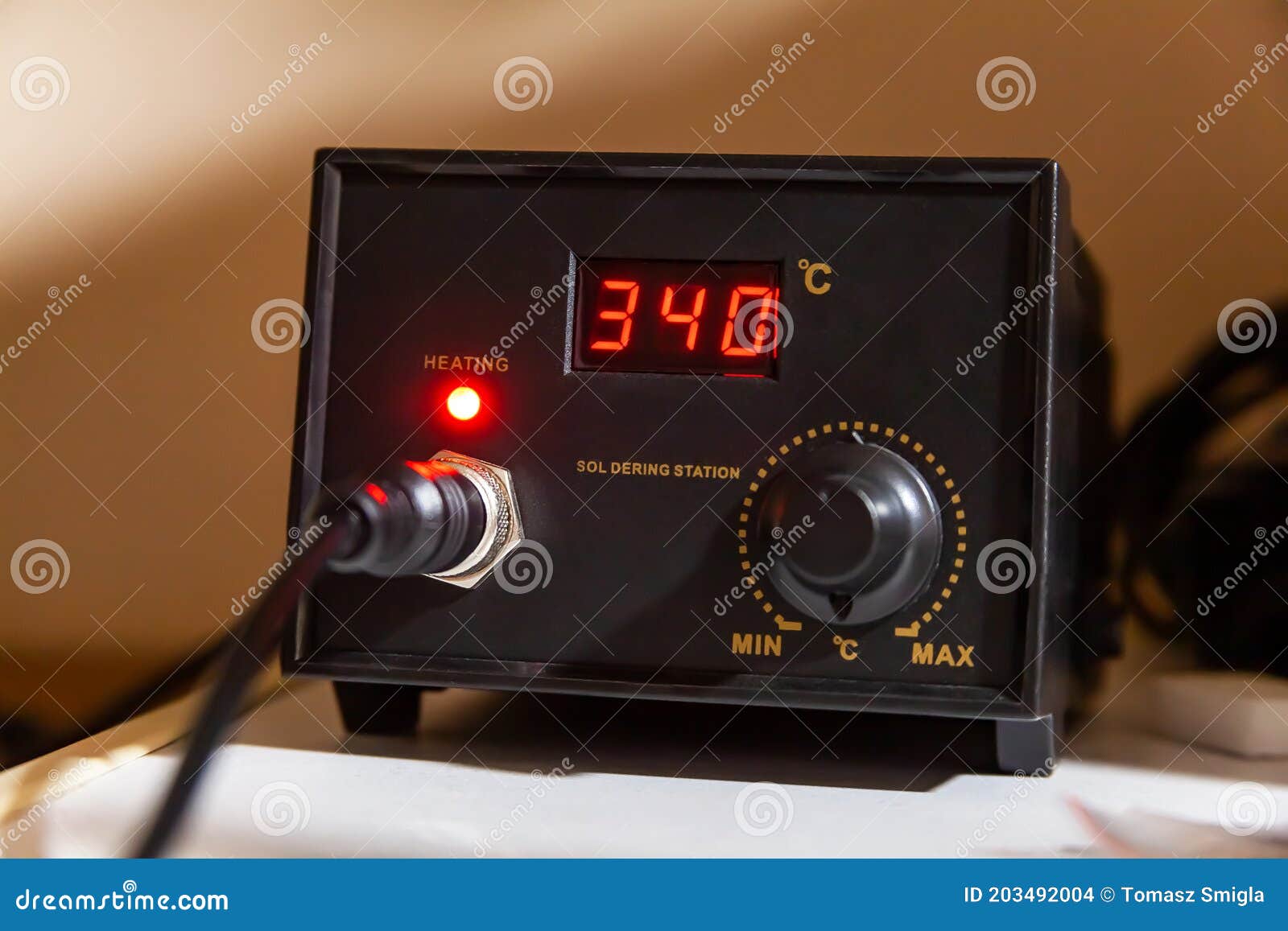 Simple Soldering Station Box Turned on, Heated To 340 Degrees Celsius,  Front Panel Digital Display Visible. Heating, Soldering Stock Photo - Image  of display, instrument: 203492004