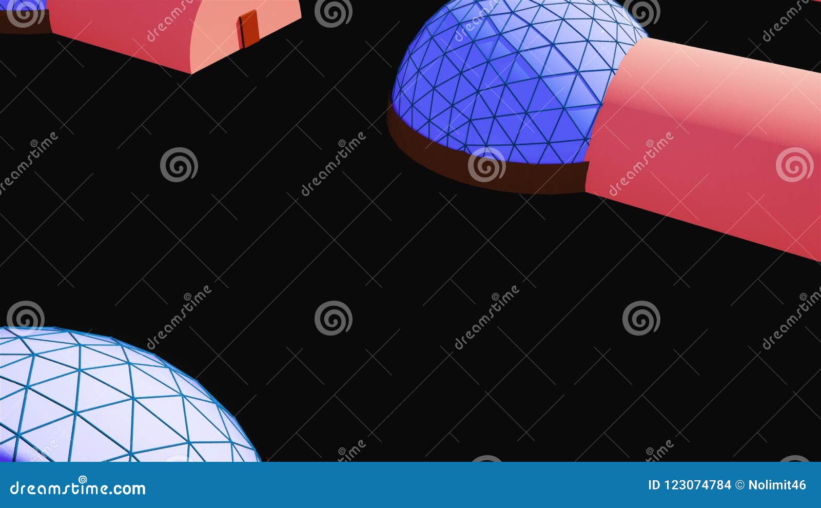 simple space colony with special constructions in space, 3d render , computer generated