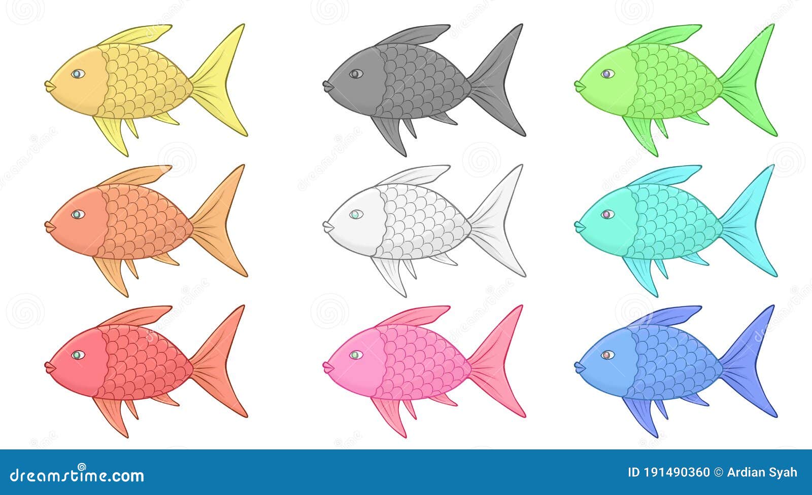Simple Stock of Colorful Fish Drawing for Children Stock Illustration -  Illustration of colorful, fishing: 191490360