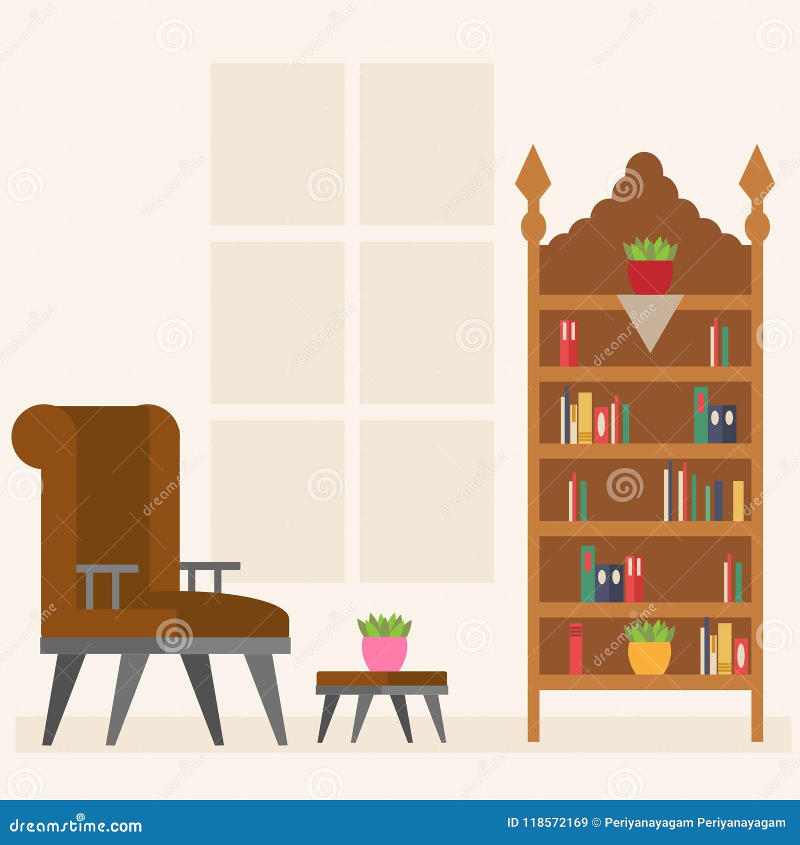 Simple Study Room Vector Design Stock Vector Illustration