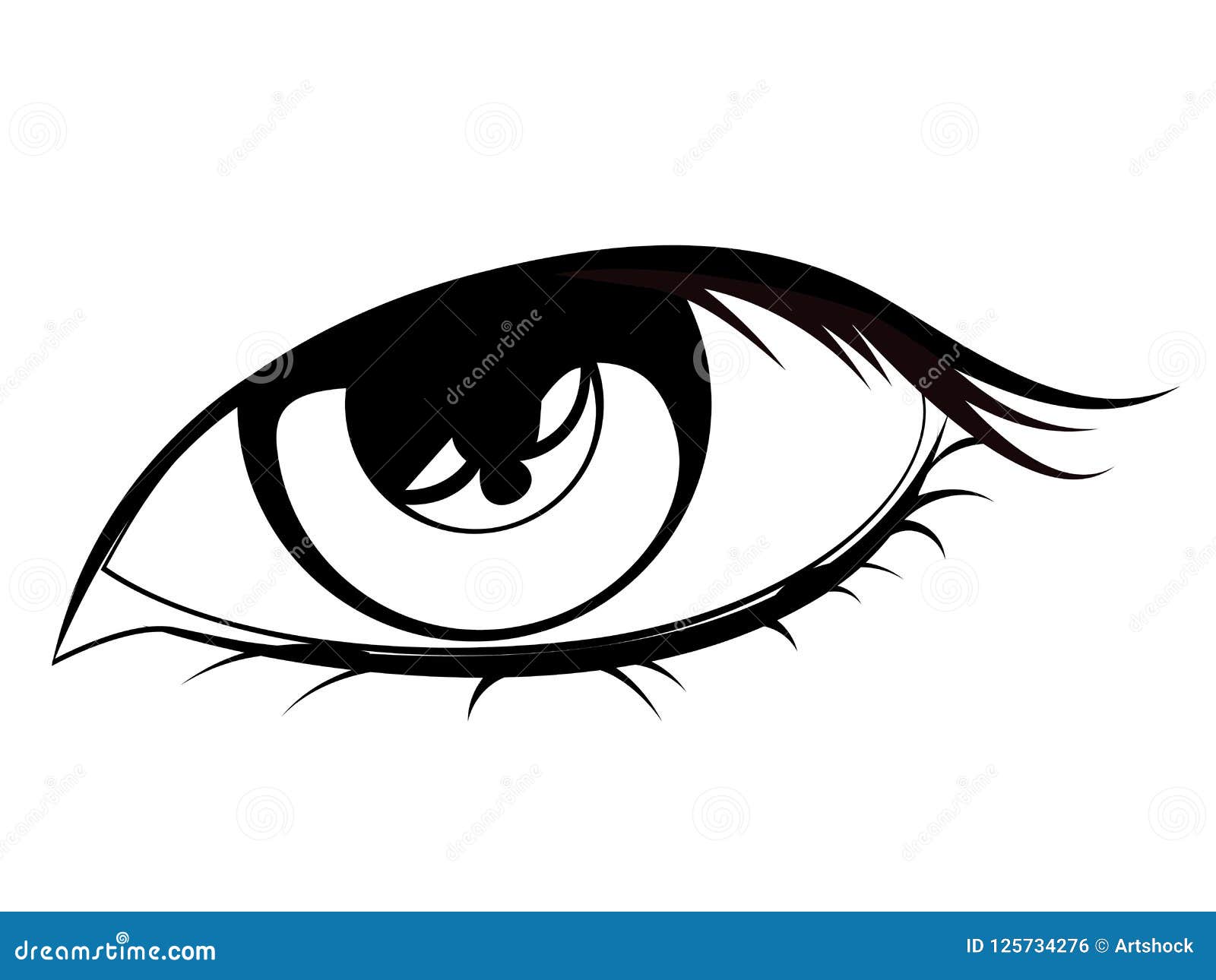Human Eye in Black and White Stock Vector Illustration of white
