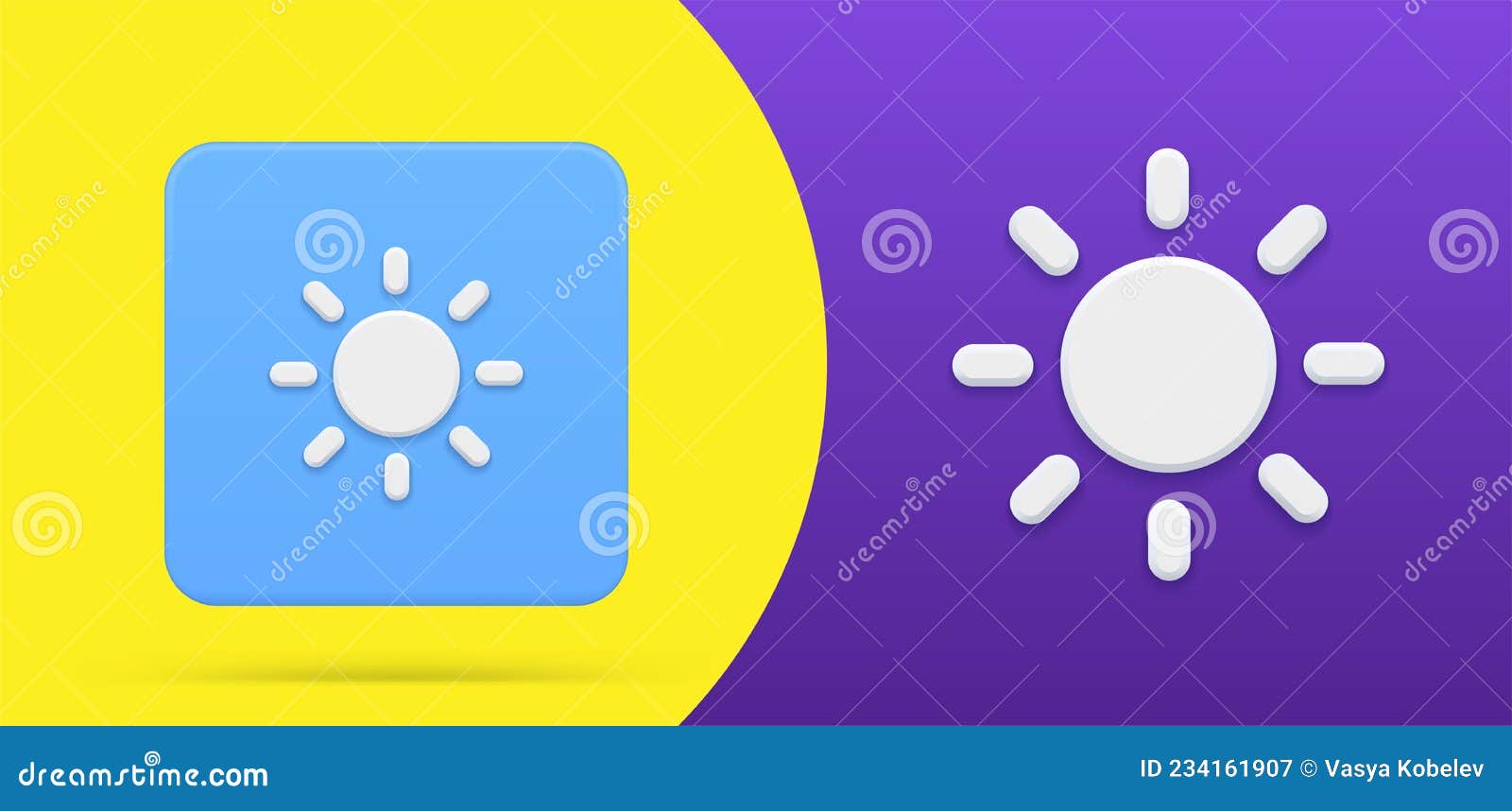 Simple Sun Brightness Contrast 3d Button Icon Set Vector Illustration ...