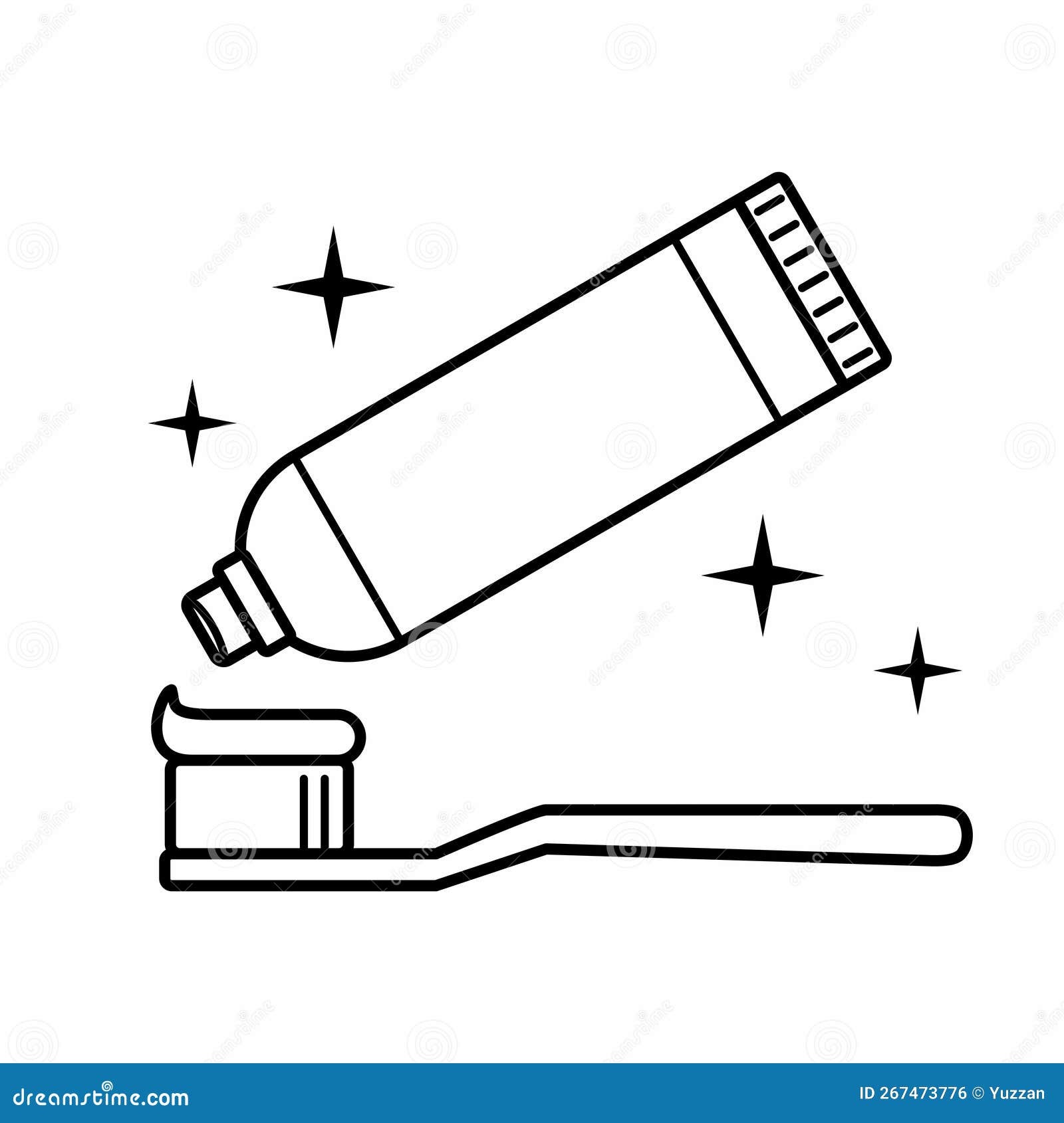Simple Toothbrush and Toothpaste Icon Outline Vector Stock Vector