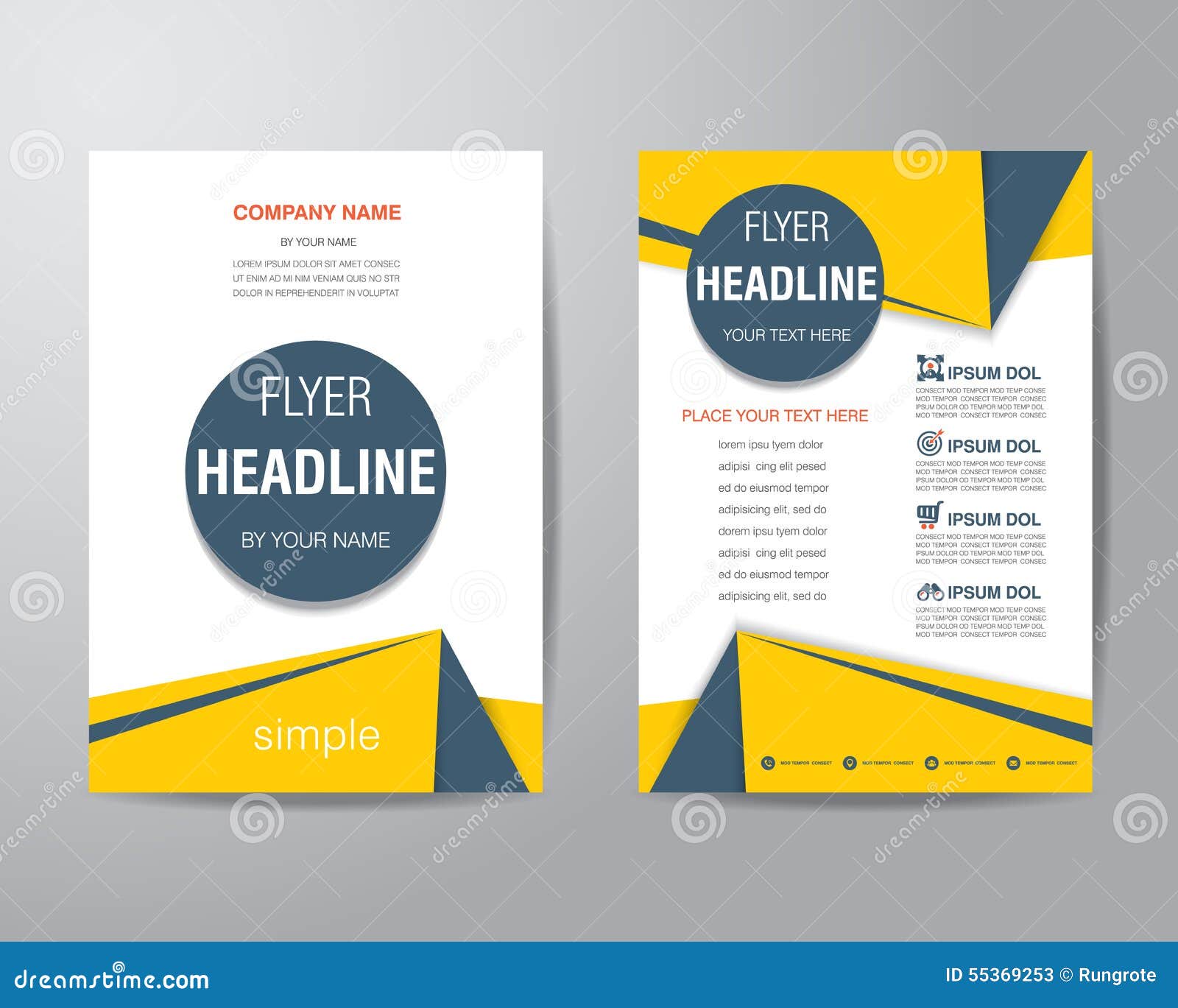 Simple Triangle And Circle Brochure Flyer Design Layout Template Illustration Megapixl