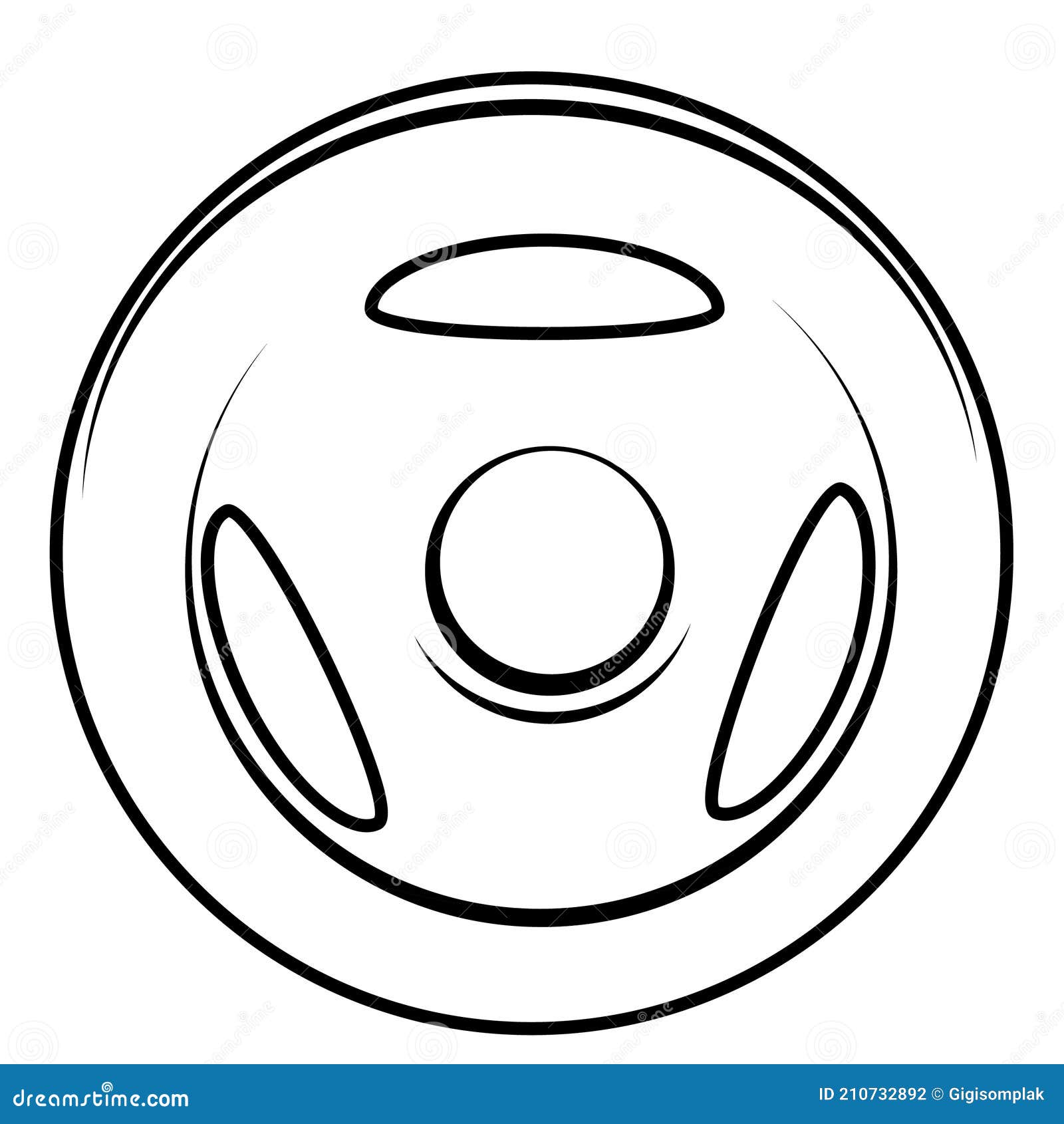 Simple Vector Black and White Barbell Plate, Isolated on White Stock