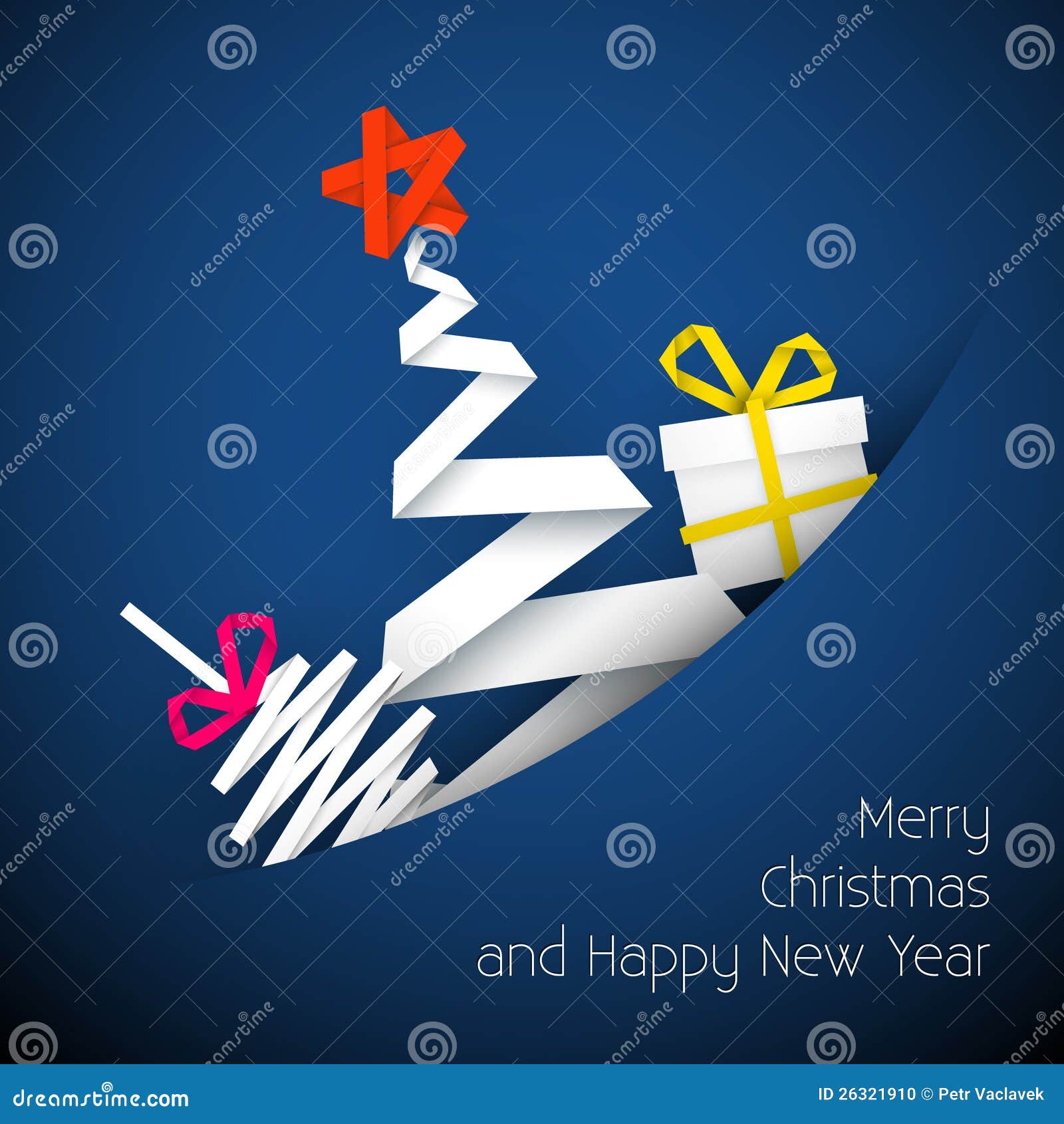 Simple Vector Blue Christmas Card Illustration Stock Photo 