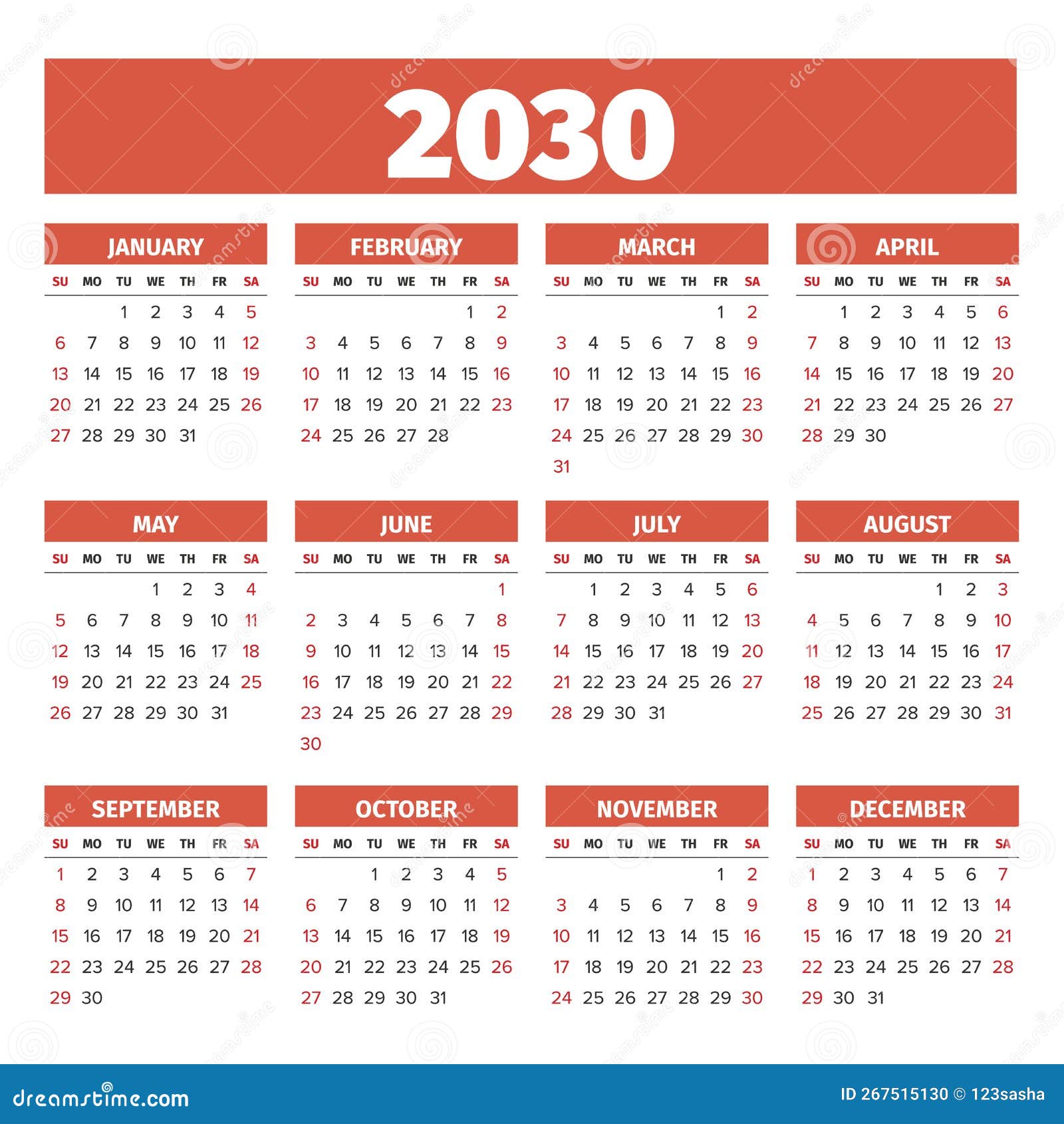 2032 year vintage calendar weeks start on sunday Vector Image